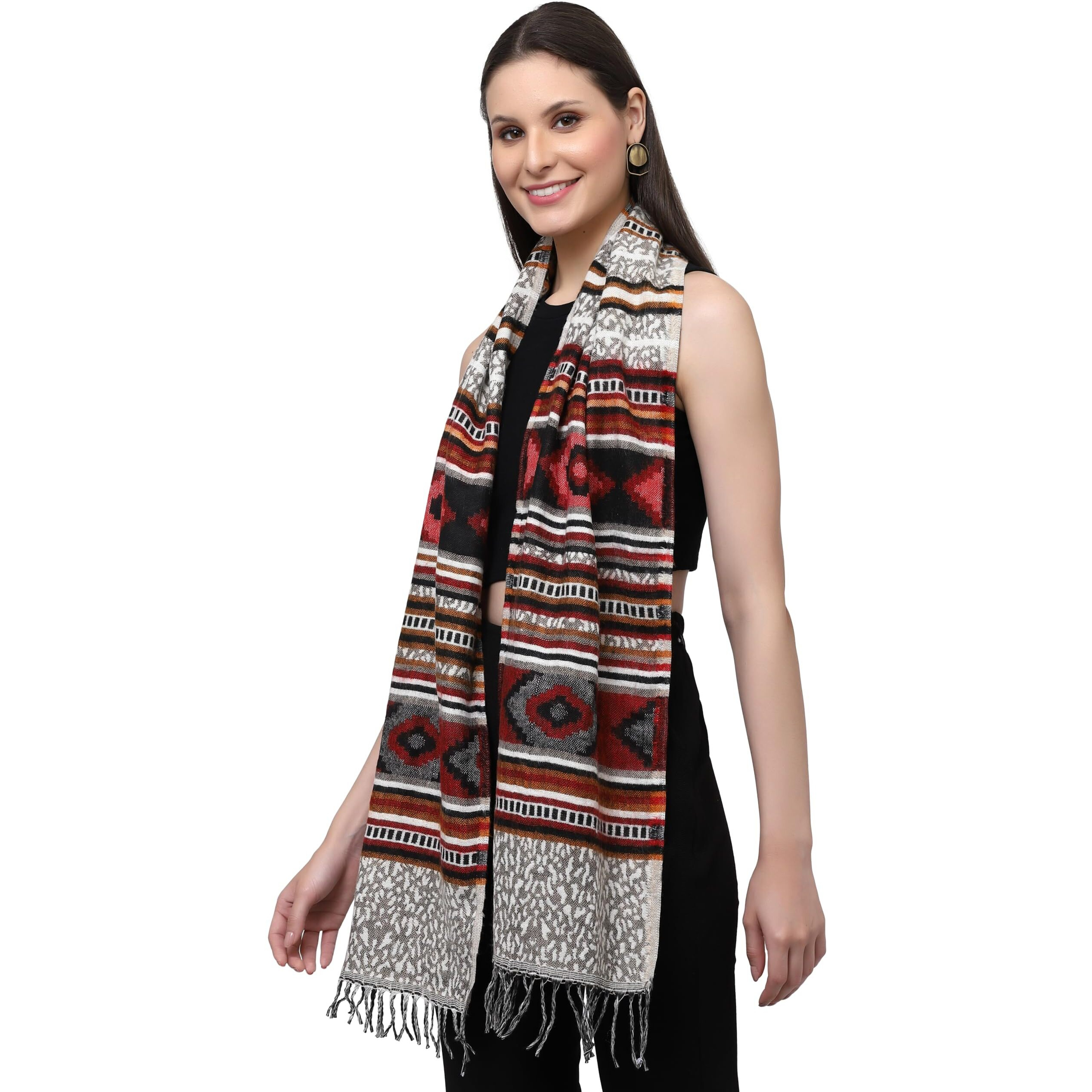 Weavers Villa Acro Wool Women's Muffler (MF-904, Size 34CM X 200CM)