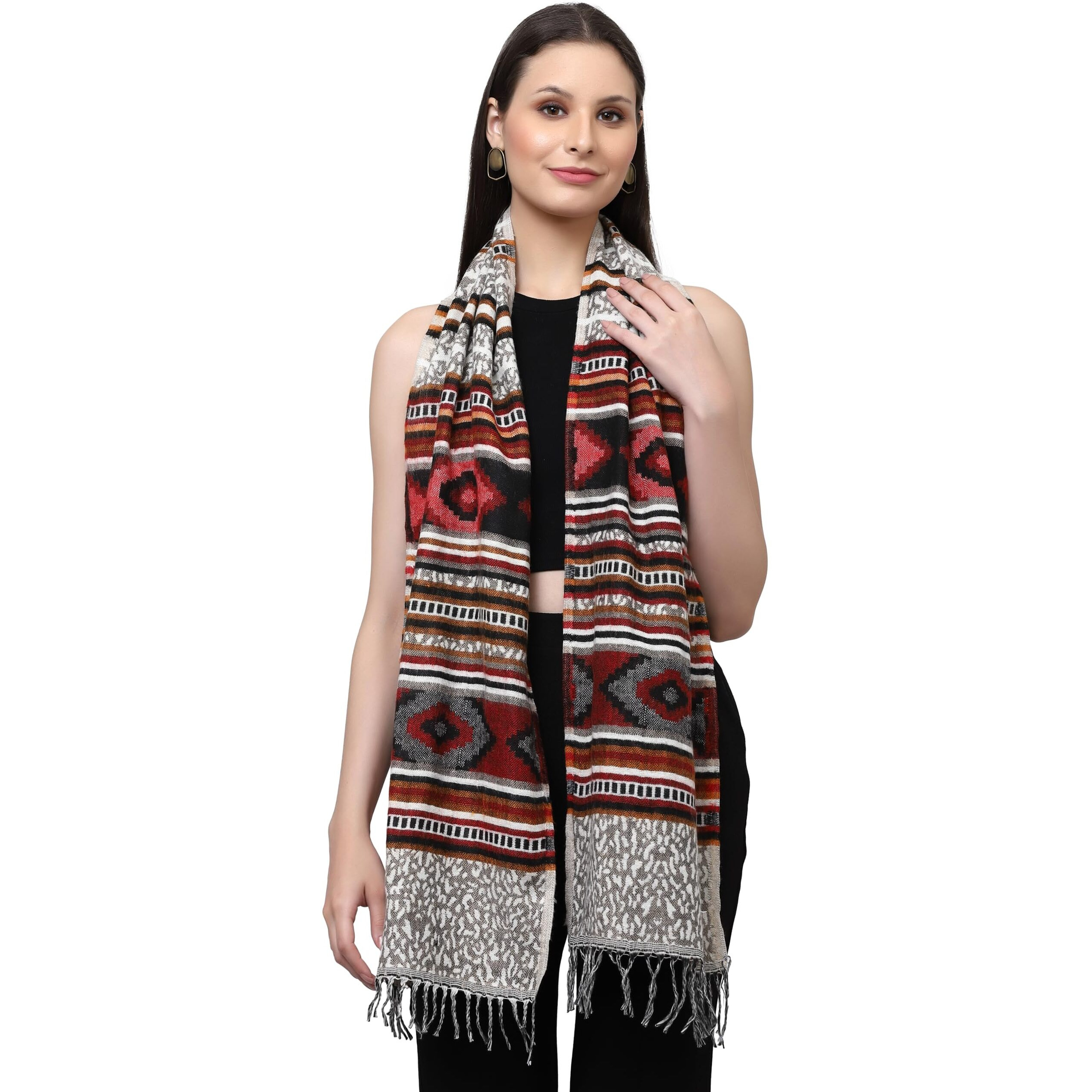 Weavers Villa Acro Wool Women's Muffler (MF-904, Size 34CM X 200CM)
