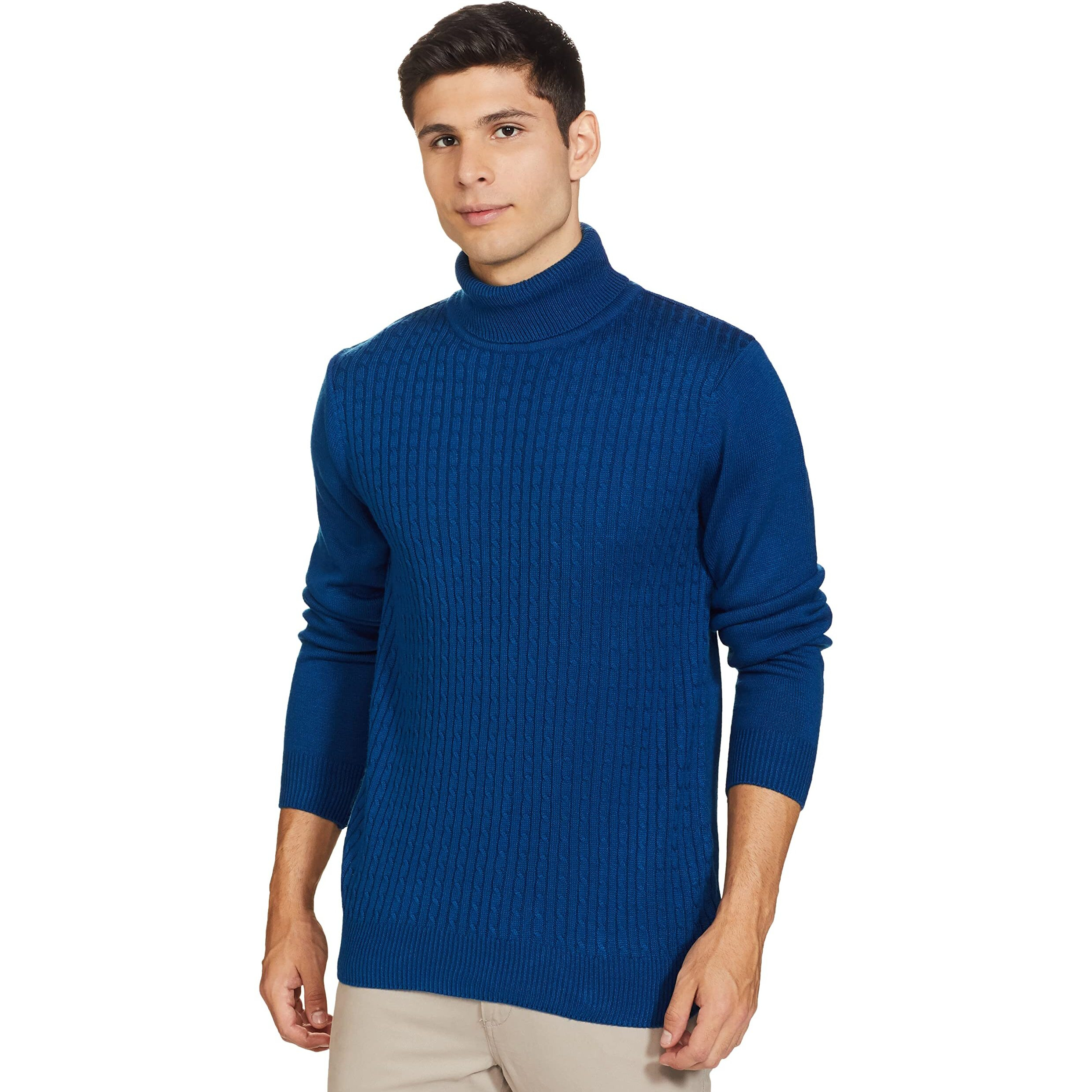 Amazon Brand - Symbol Men's FS Turtle Neck Sweater Acrylic Pullover (SWR-SY-AW21-06_Ink Blue_M)