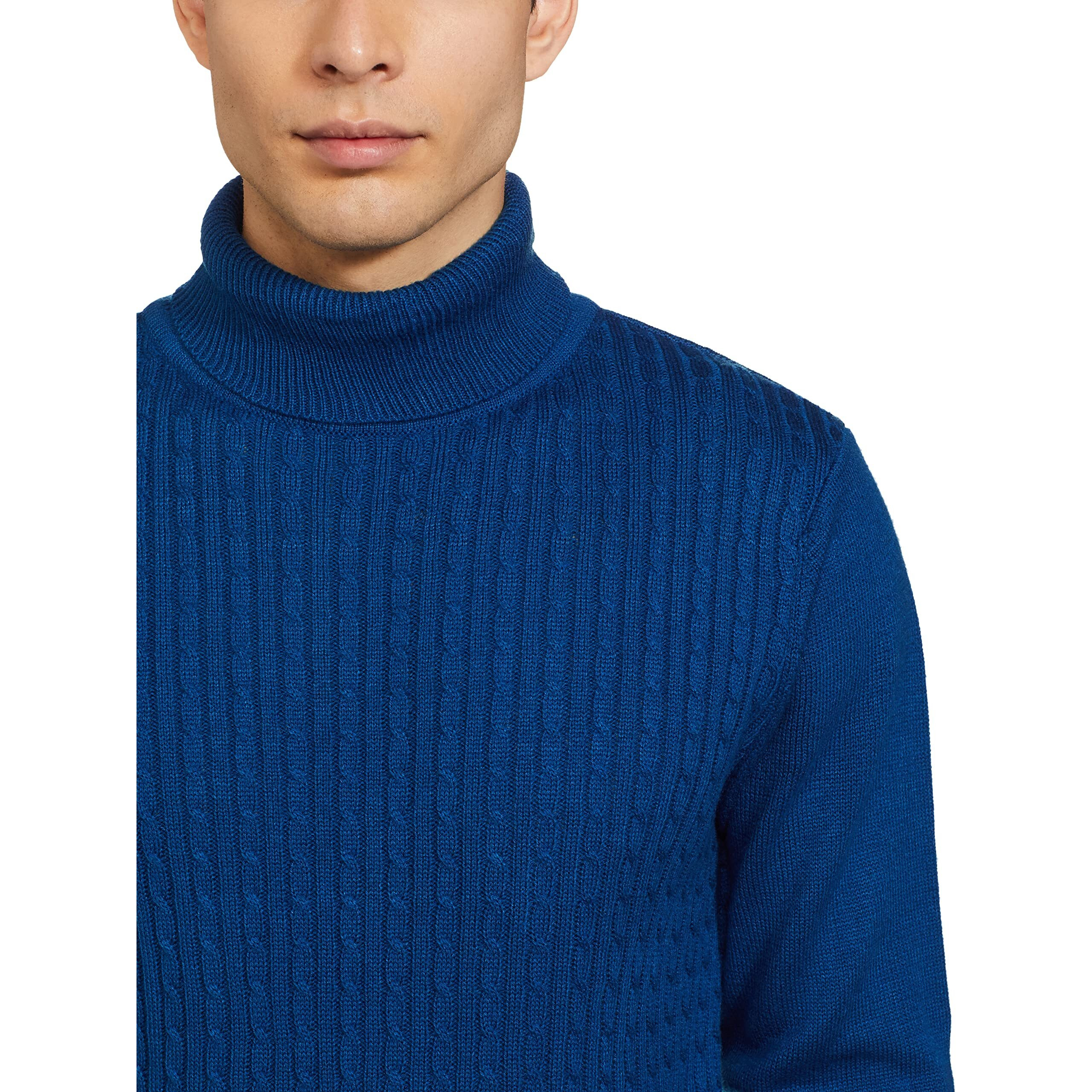 Amazon Brand - Symbol Men's FS Turtle Neck Sweater Acrylic Pullover (SWR-SY-AW21-06_Ink Blue_M)