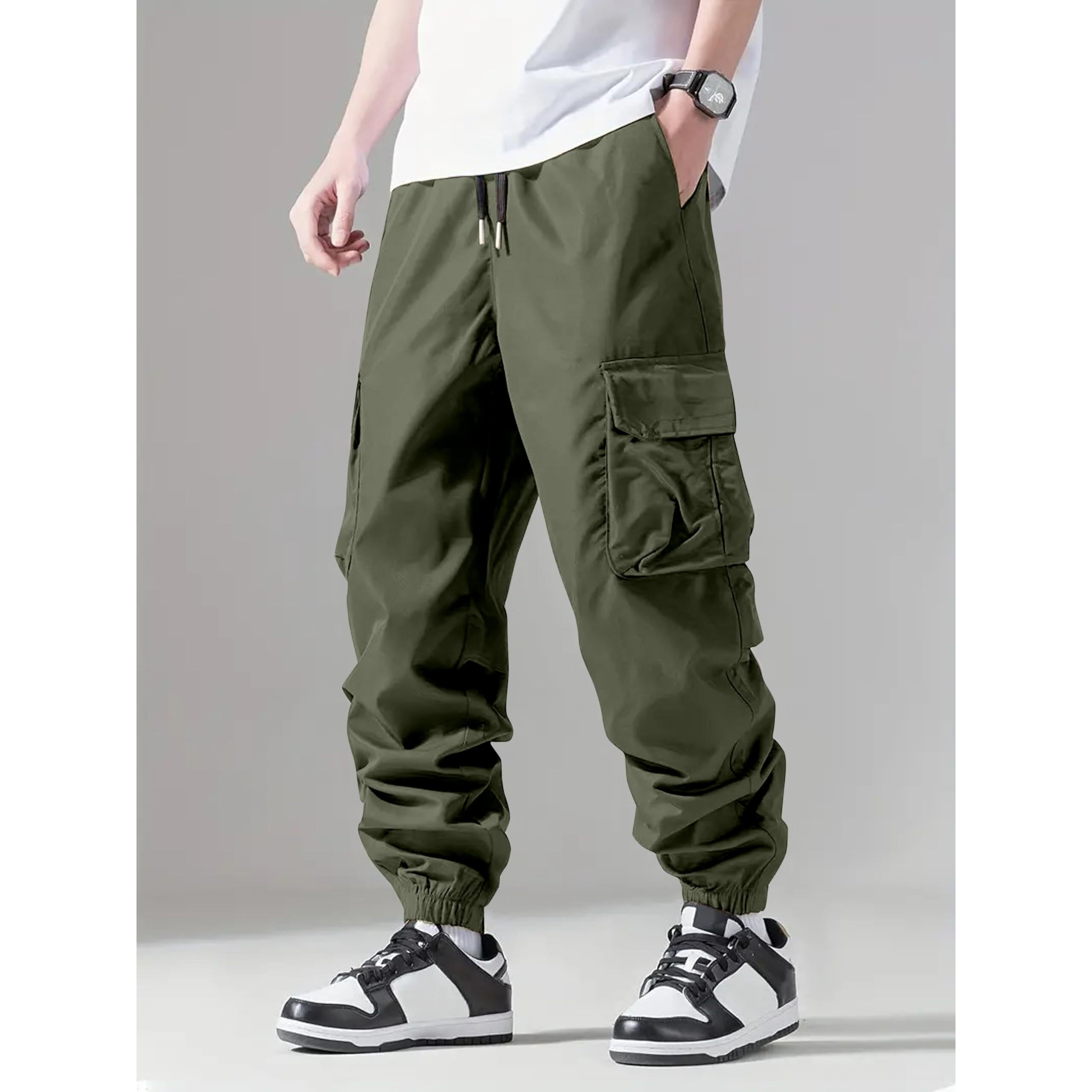 IndoPrimo Men Cargo || Men Cargo Pants || Men Cargo Pants Cotton || Cargos for Men || Men Cargo Trouser (in, Alpha, 2XL, Regular, Standard, Mahendi)