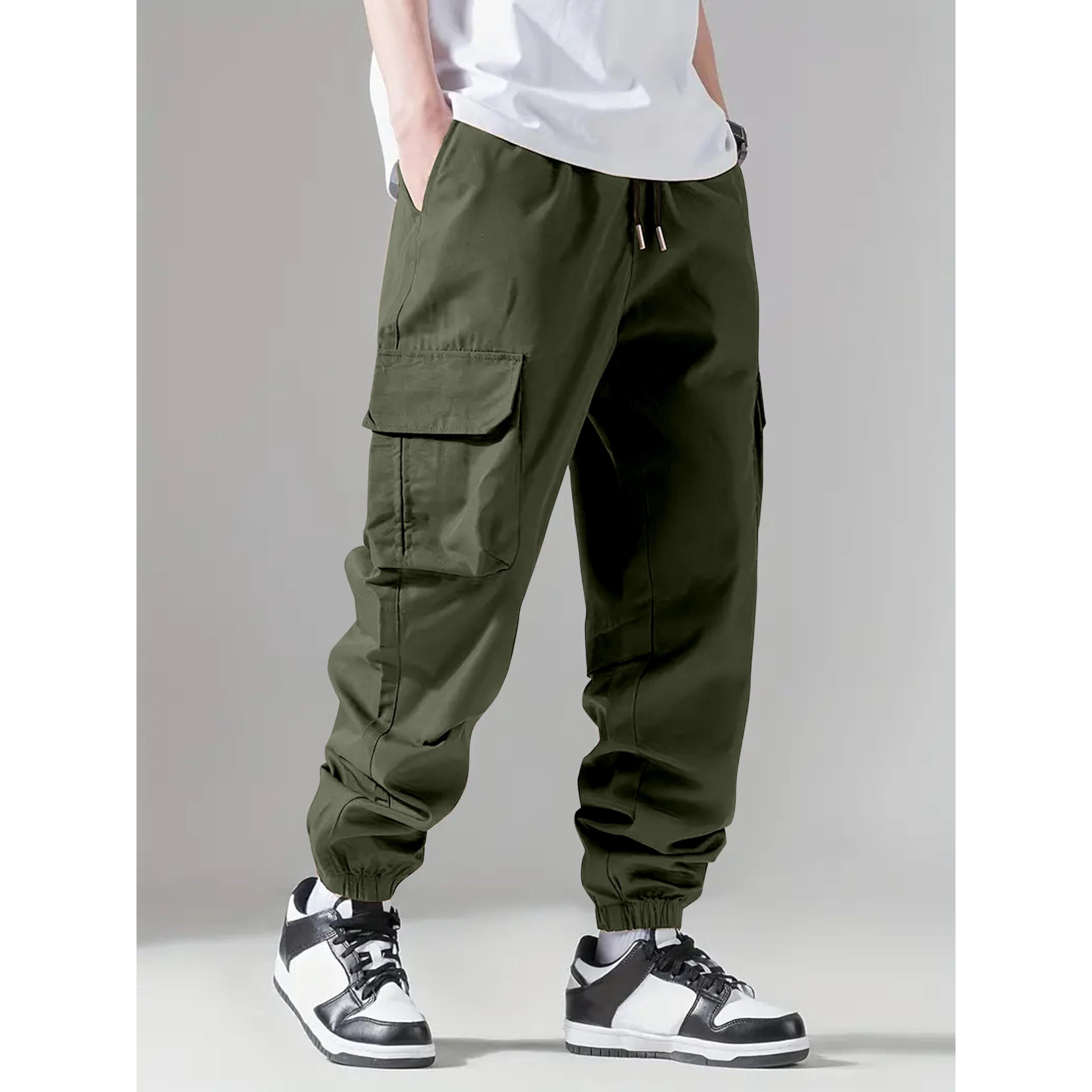 IndoPrimo Men Cargo || Men Cargo Pants || Men Cargo Pants Cotton || Cargos for Men || Men Cargo Trouser (in, Alpha, 2XL, Regular, Standard, Mahendi)
