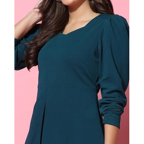 GRECIILOOKS Womens A-Line Lycra Regular Fit Co-Ord Set (Turquoise, Medium)