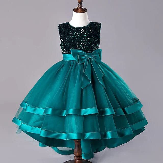 Niren Enterprise Baby Girl Dresses, Sleevelss Velvet Frock with Sequinns Embroidery for Birthday and Special Occassions, Fancy Dress for Kids (Blue Kingfisher, 7-8 Years)