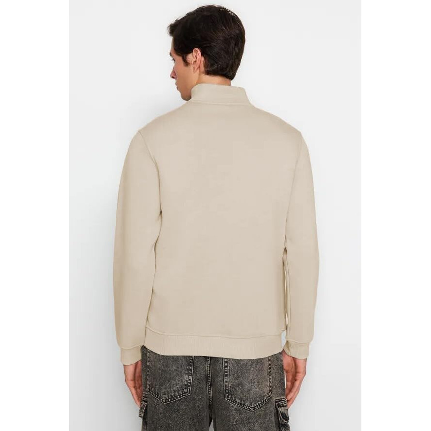 TAGAS Men's Fleece Regular Fit Half-Zip Sweatshirt |Mss-6-Beige-Xxl