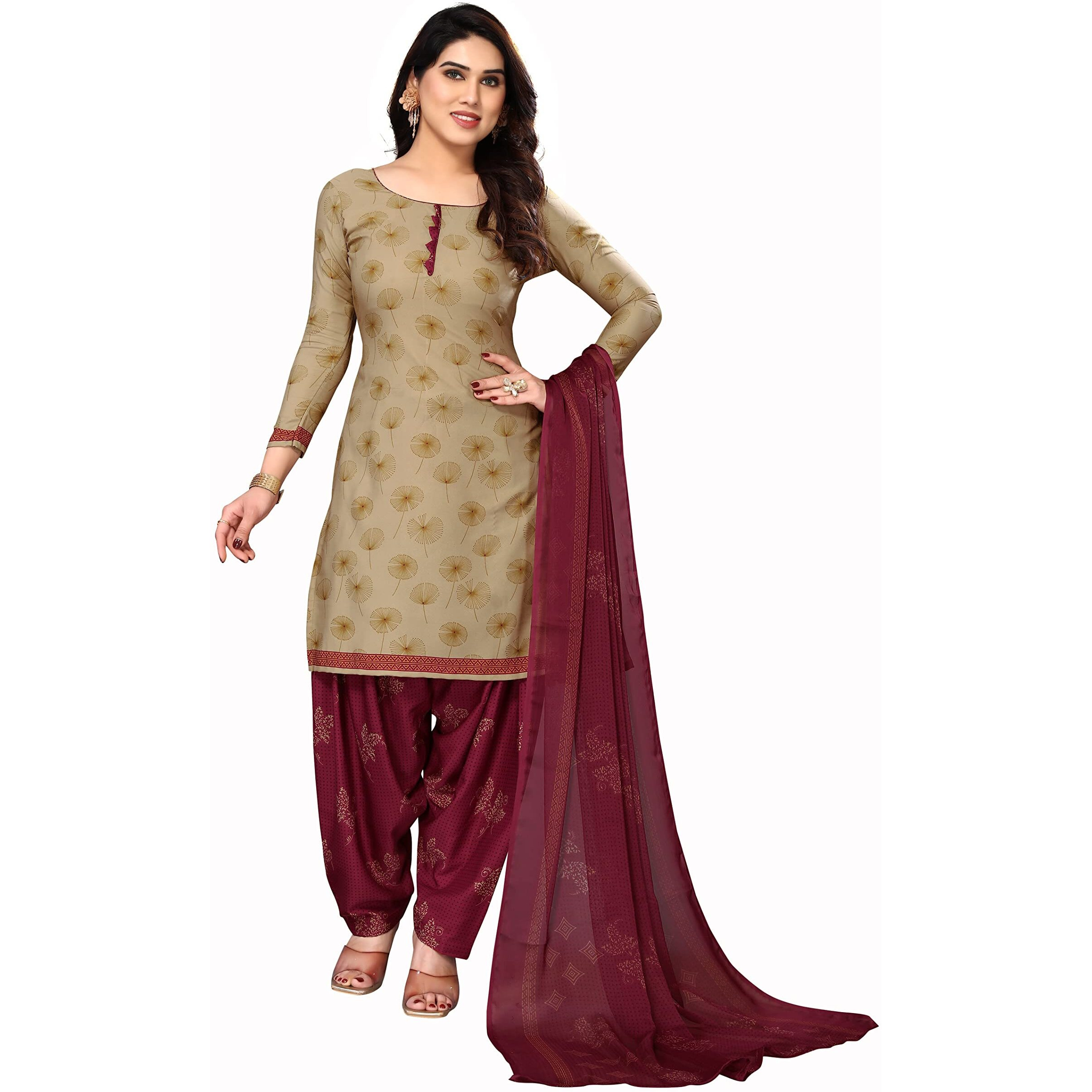 Yashika Women's Crepe Printed Unstitched Salwar Suit Dress Material With Dupatta(NEW-RINKY CHIKU)