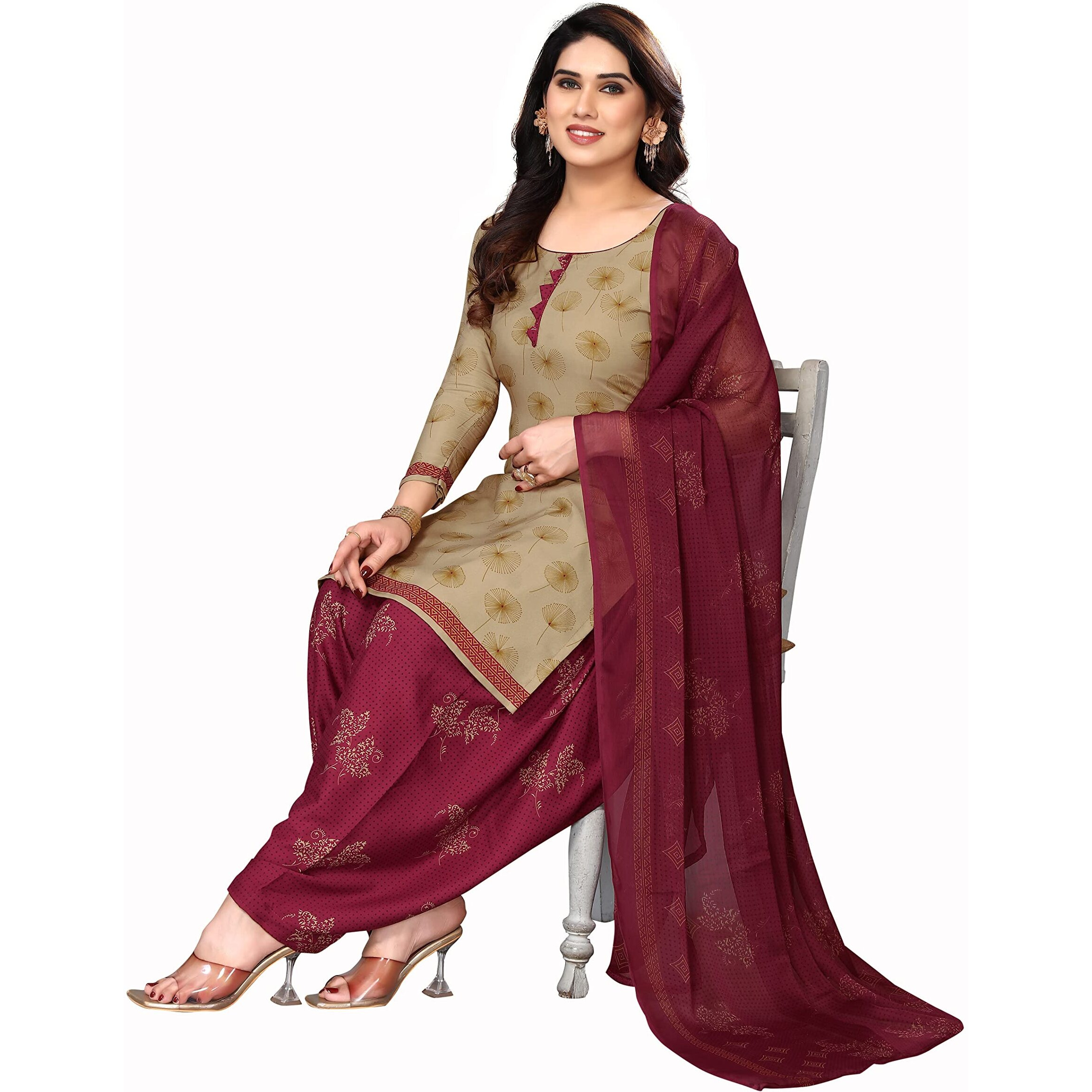 Yashika Women's Crepe Printed Unstitched Salwar Suit Dress Material With Dupatta(NEW-RINKY CHIKU)