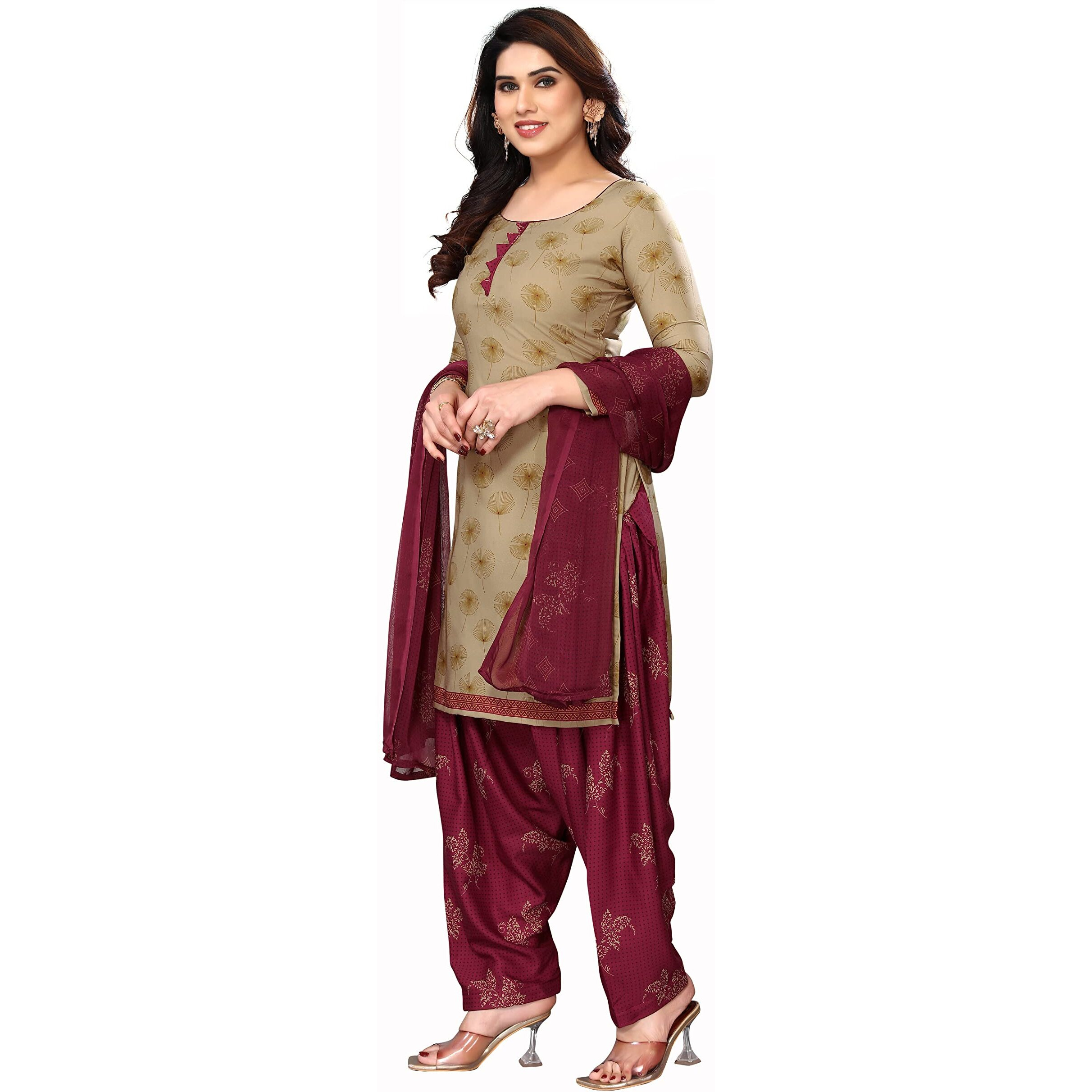 Yashika Women's Crepe Printed Unstitched Salwar Suit Dress Material With Dupatta(NEW-RINKY CHIKU)