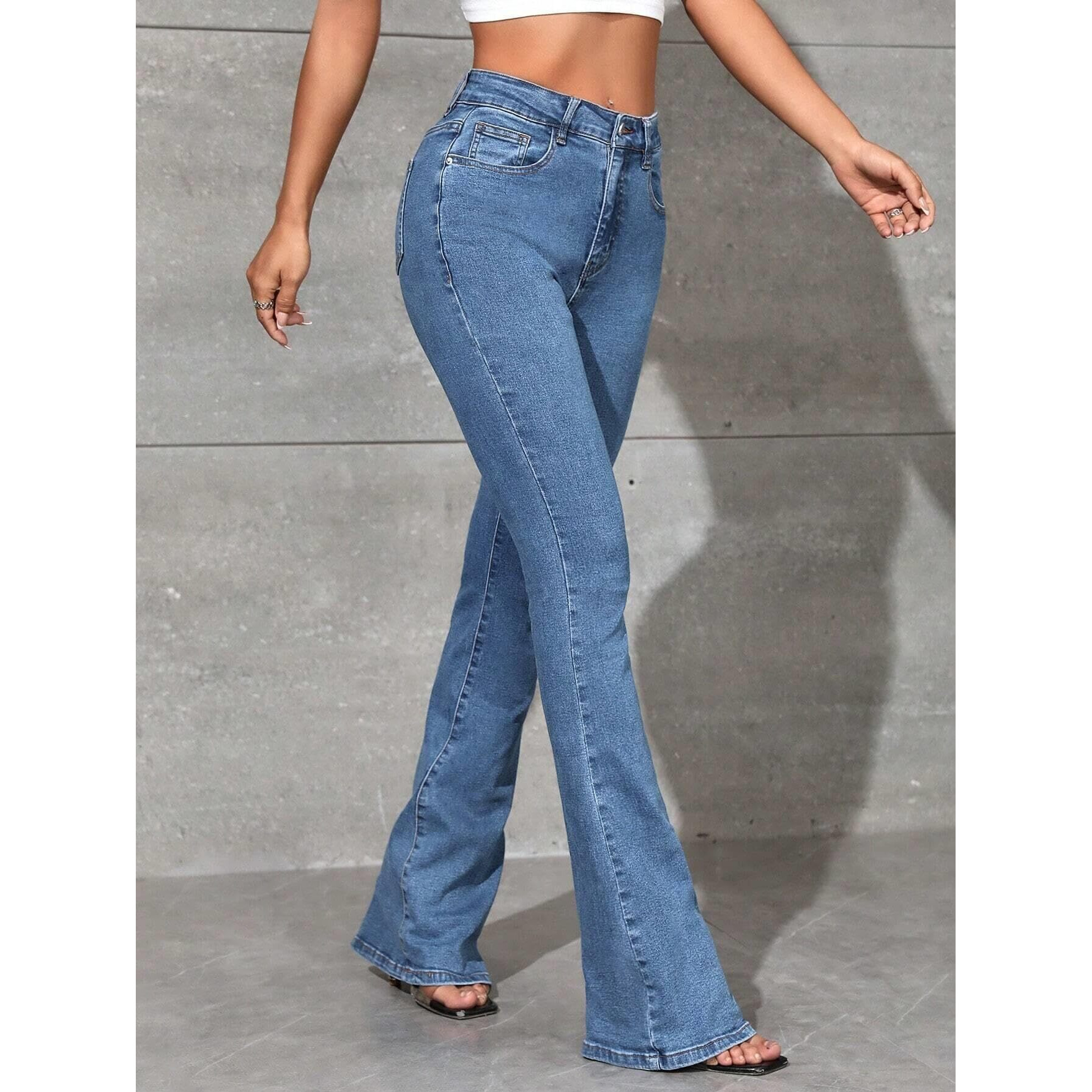 KOTTY Women's Cotton Lycra Blend Boot Cut Leg Jeans(Blue,26)