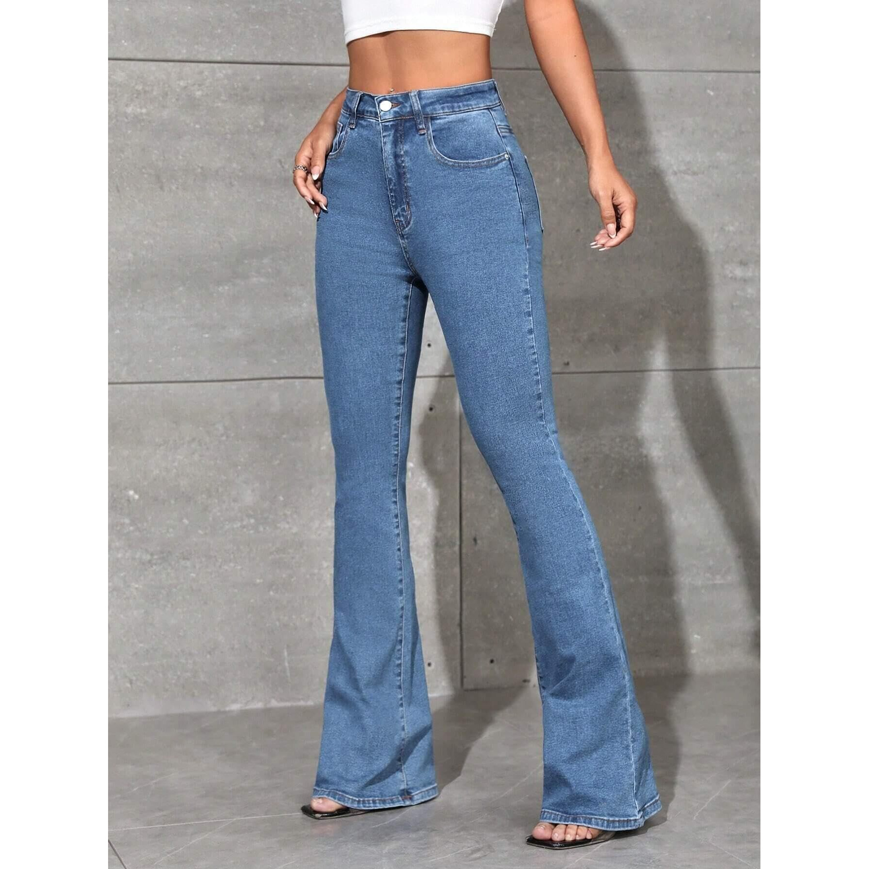 KOTTY Women's Cotton Lycra Blend Boot Cut Leg Jeans(Blue,26)