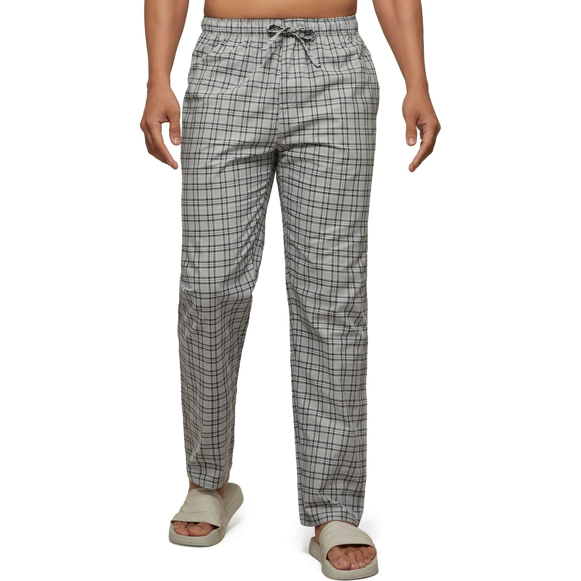 XYXX Men's Super Combed Cotton Checkered Checkmate Pyjamas [Pack of 1] Elasticated Waist, Drawstring | Loungewear for Men in Grey Checks