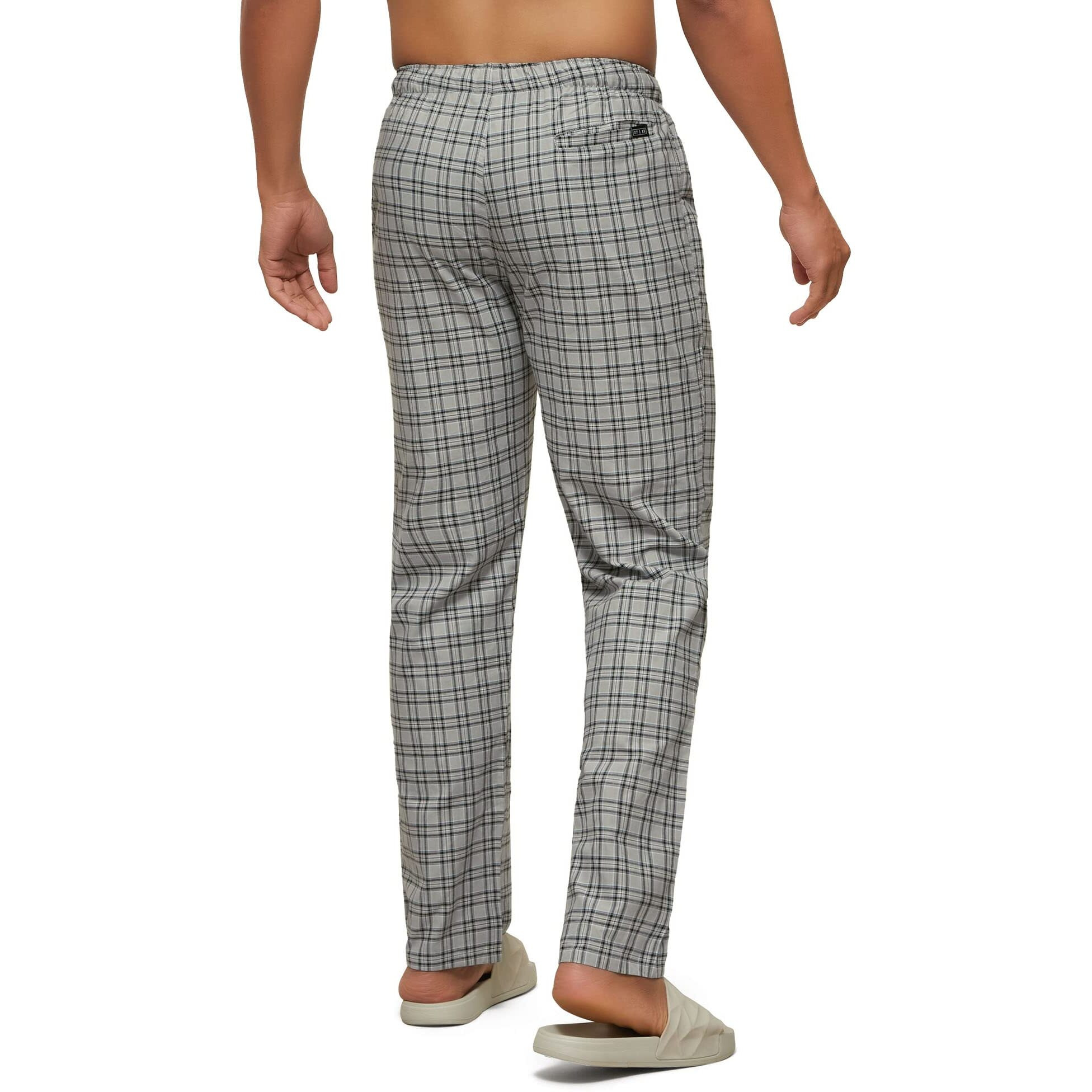 XYXX Men's Super Combed Cotton Checkered Checkmate Pyjamas [Pack of 1] Elasticated Waist, Drawstring | Loungewear for Men in Grey Checks