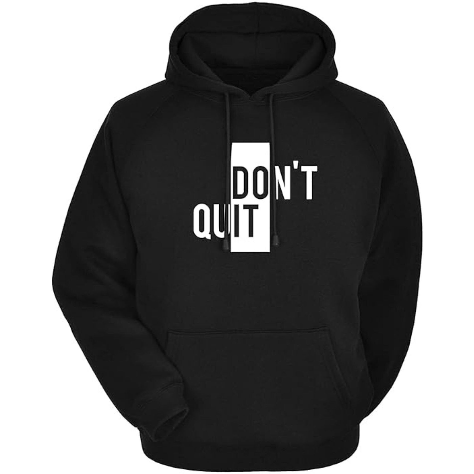 More & More Unisex-Child Fleece Neck Regular Fit Hooded Sweatshirt (Dont Quit Hoodie_Black_14 Years-15 Years)