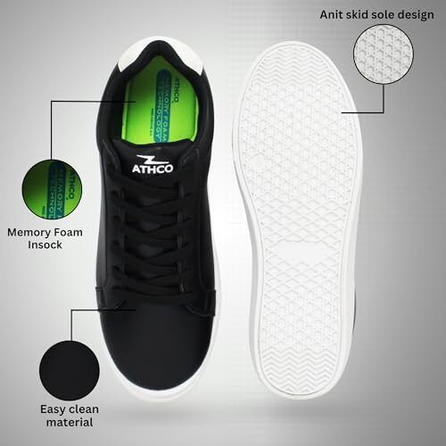 ATHCO Men's Wind Black Running Shoes_09 UK (ATHDIP-2)