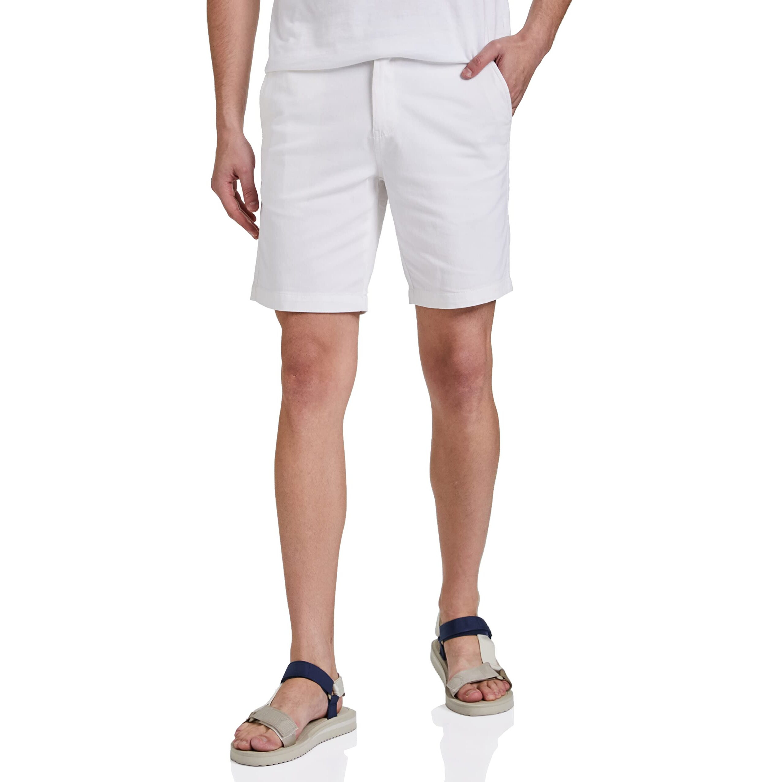 Amazon Brand - Symbol Men's Cotton Chino Shorts | Half Pants | Nikker | Stretchable Lounge Wear (Casual | Summer | Bermuda) (White_34)