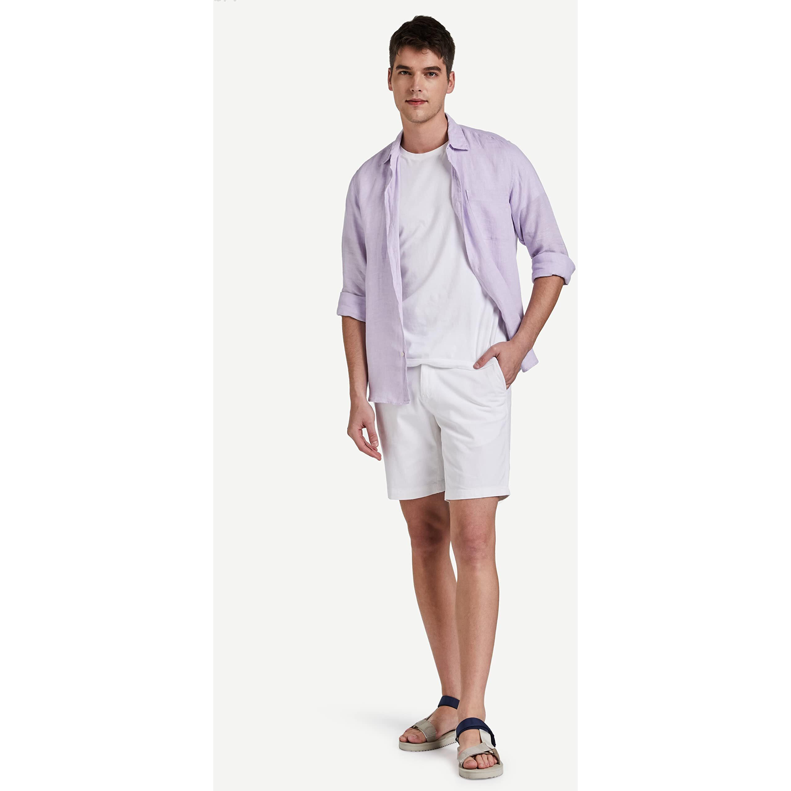 Amazon Brand - Symbol Men's Cotton Chino Shorts | Half Pants | Nikker | Stretchable Lounge Wear (Casual | Summer | Bermuda) (White_34)