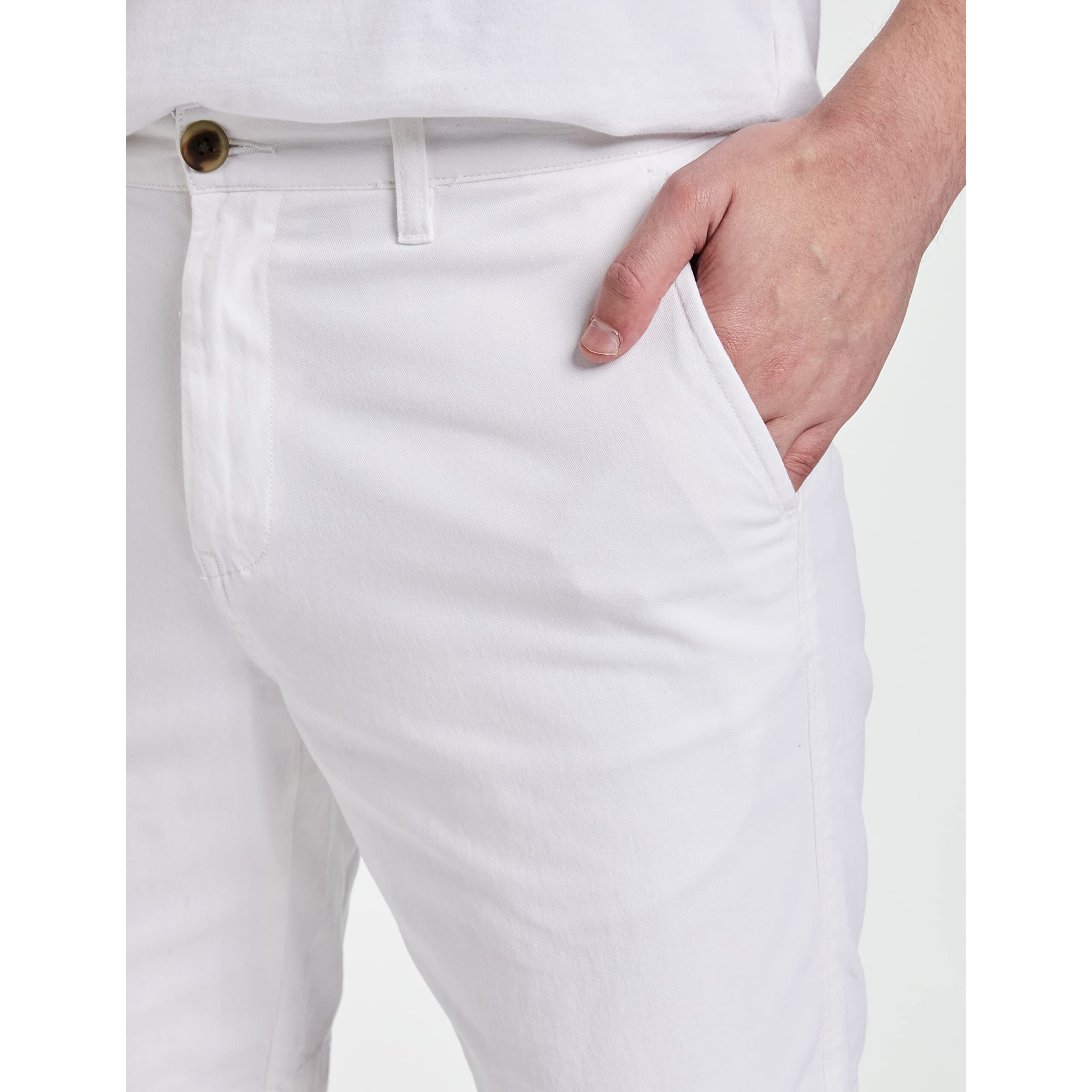 Amazon Brand - Symbol Men's Cotton Chino Shorts | Half Pants | Nikker | Stretchable Lounge Wear (Casual | Summer | Bermuda) (White_34)