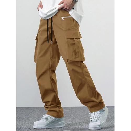 Lymio Men Cargo || Men Cargo Pants || Men Cargo Pants Cotton || Cargos for Men (Cargo-05-08) (L, Khakhi)