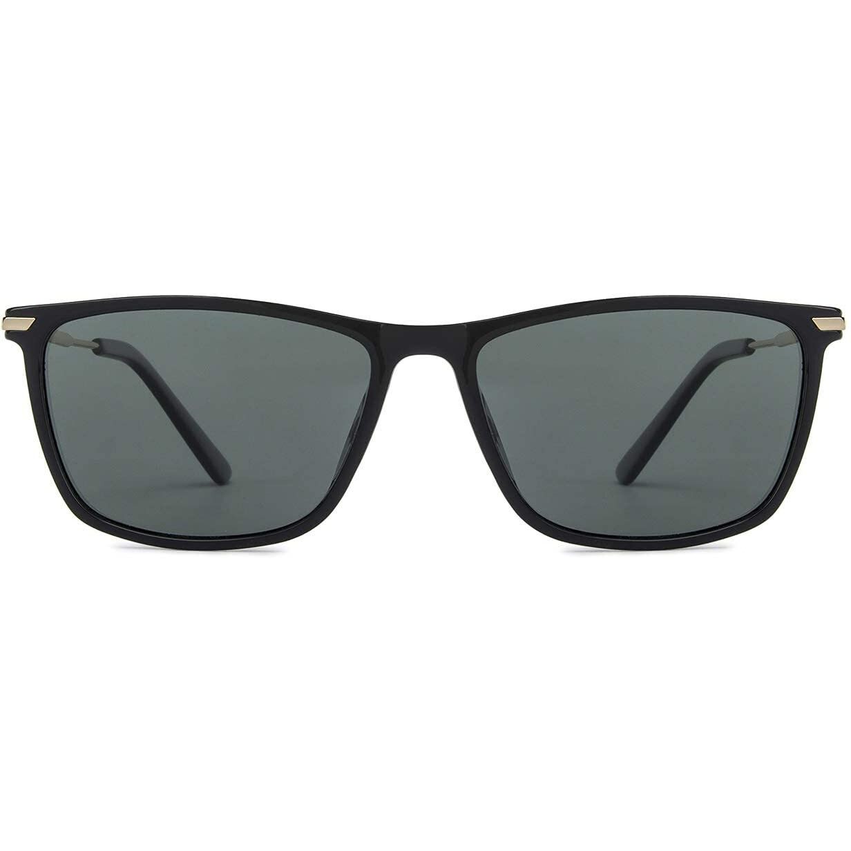 VINCENT CHASE EYEWEAR By Lenskart | Sunglasses For Men | Full Rim Square Stylish Sunglasses | Polarization And 100% Uv Protected | Men & Women | Medium | La S13159 (Color-Black/Lens Green)