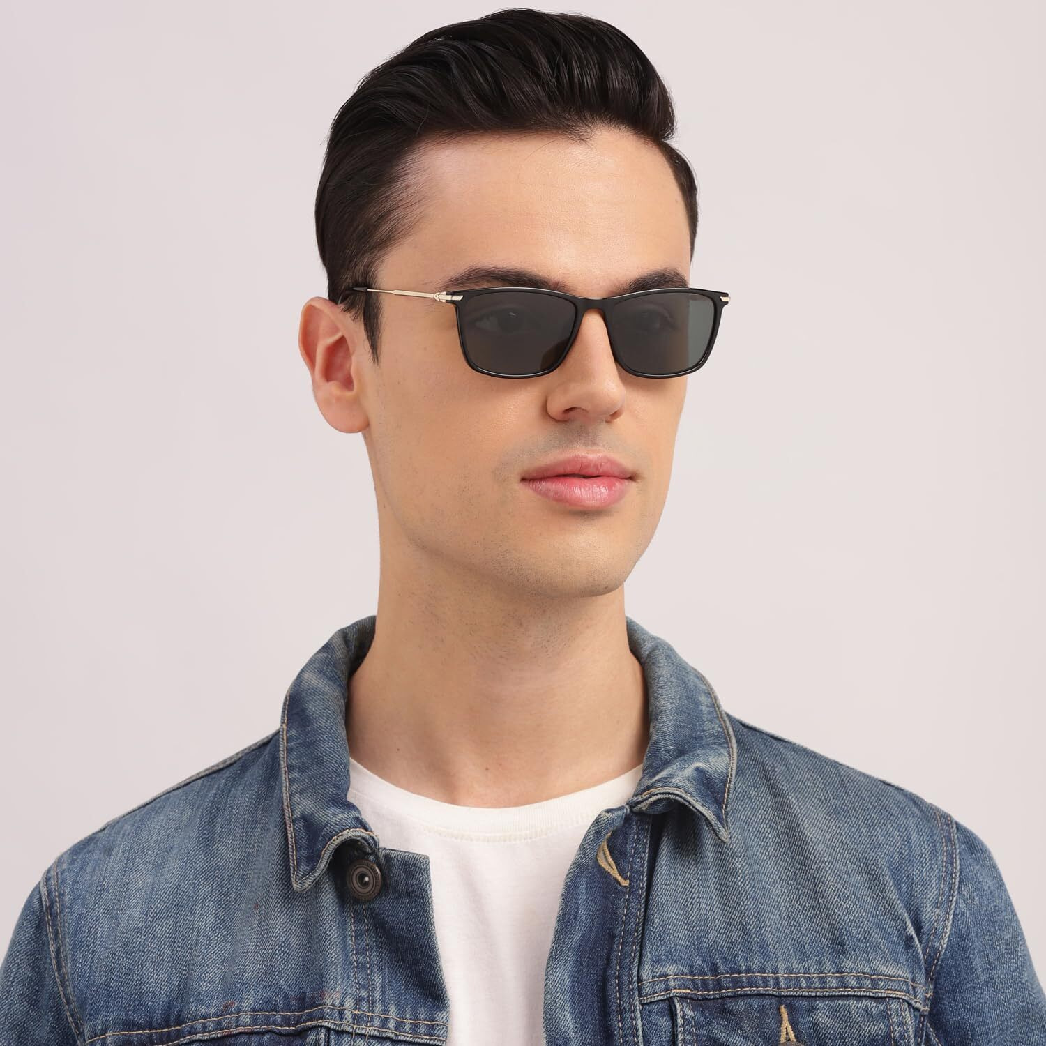 VINCENT CHASE EYEWEAR By Lenskart | Sunglasses For Men | Full Rim Square Stylish Sunglasses | Polarization And 100% Uv Protected | Men & Women | Medium | La S13159 (Color-Black/Lens Green)