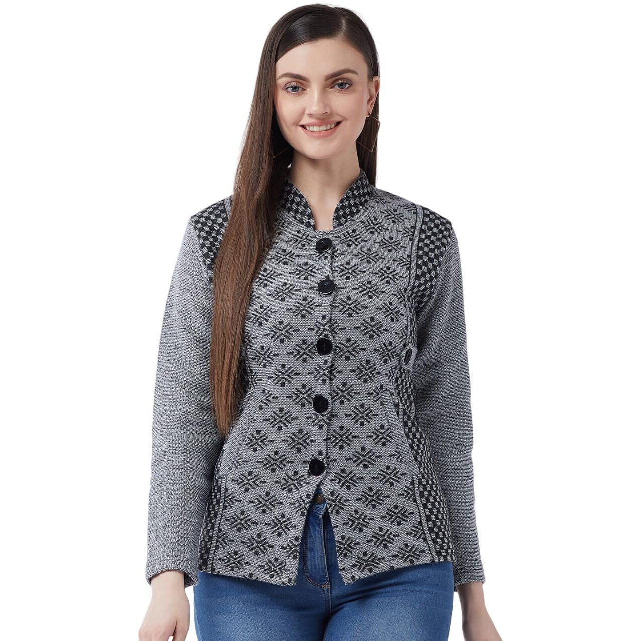 PIVL Women's Long Winter Acrylic Blend Sweater_Grey_L||Winterwear||