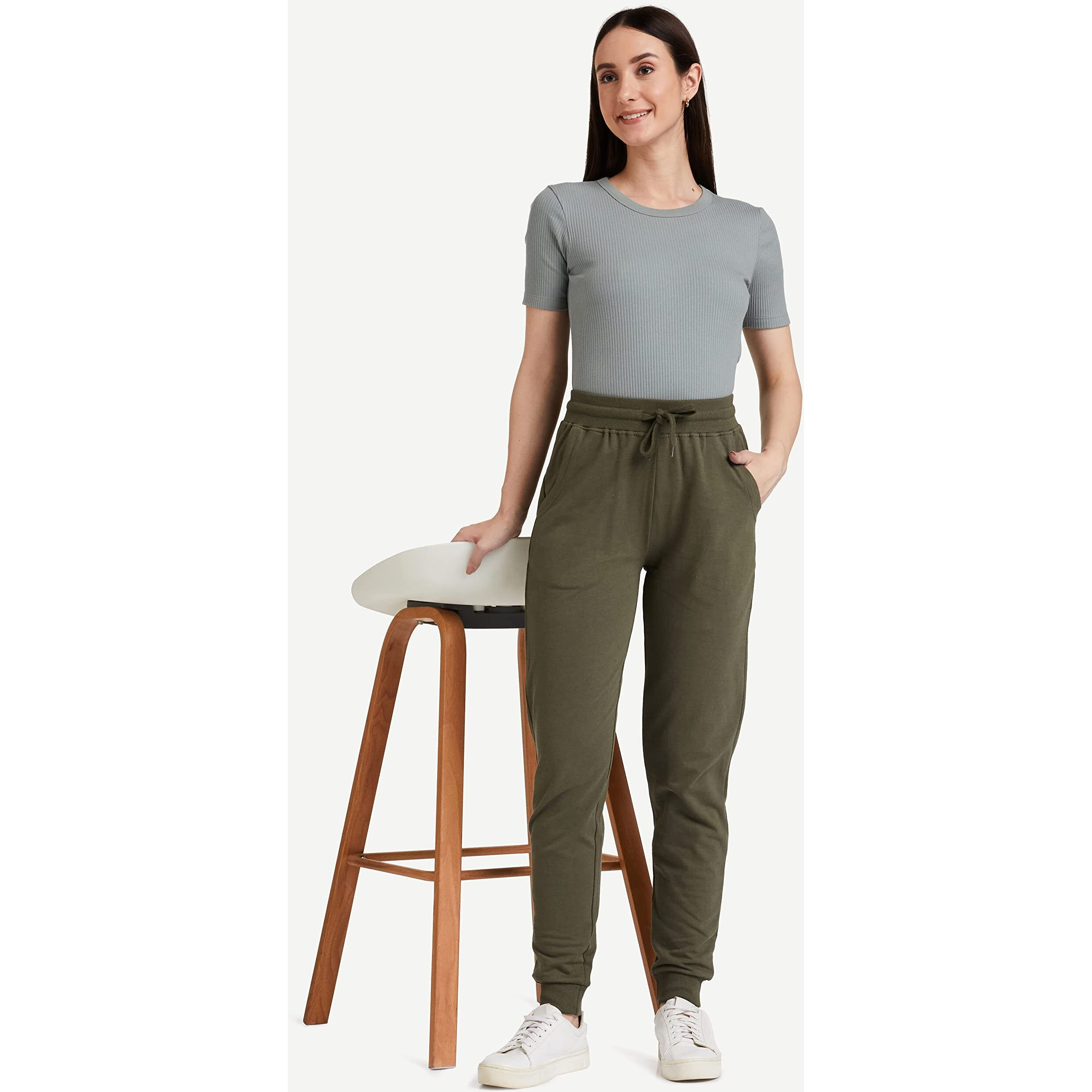 Amazon Brand - Symbol Women's Slim Fit Track pants(JOG-02_Dark Olive_Xl_Dark Olive_X-Large)