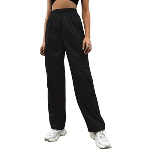 Leriya Fashion Trouser for Women | Track Pant for Women | Cargo Style Trouser Track Pants for Women | Hight Waist Track Pants for Women | Trousers for Women (Large, Black)
