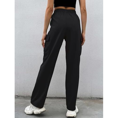 Leriya Fashion Trouser for Women | Track Pant for Women | Cargo Style Trouser Track Pants for Women | Hight Waist Track Pants for Women | Trousers for Women (Large, Black)