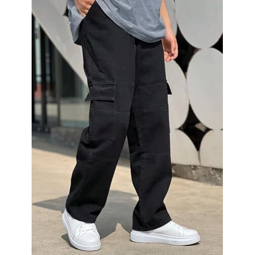 GRECIILOOKS Men's Regular Jeans (MJ01_Black