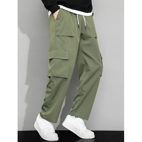 Lymio Men Cargo || Men Cargo Pants || Men Cargo Pants Cotton || Cargos for Men (Cago-22-25) (M, Green)