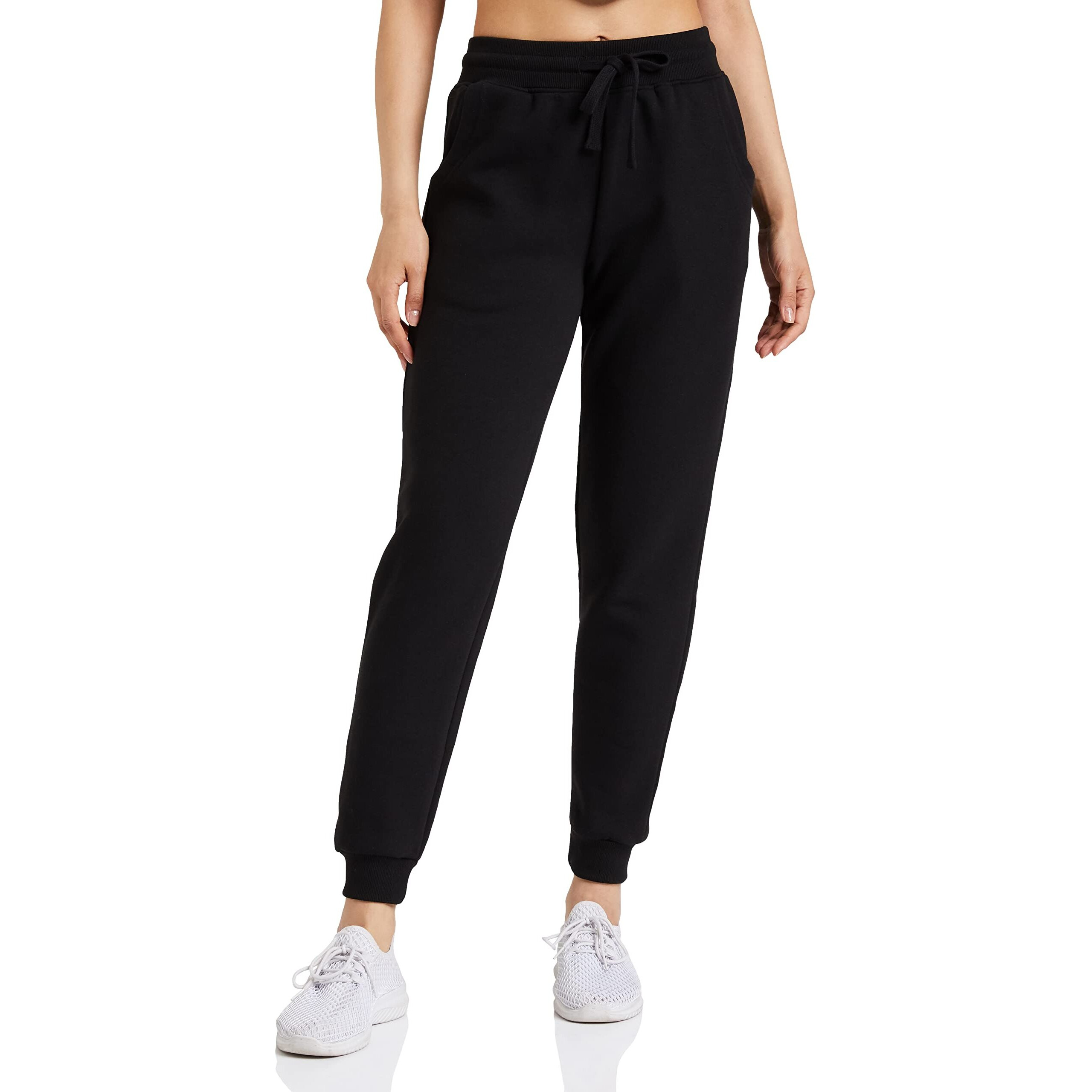 Amazon Brand - Symbol Women's Regular Fit Winter Track Pants (SYWHJOG320_Black_S)