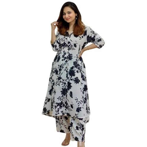 GRECIILOOKS Women Rayon A-Line Regular Fit Co Ord Sets (White, X-Large)