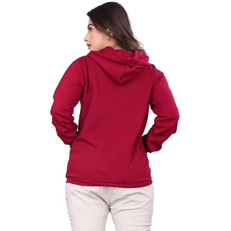 BAGHADBILLO Women's Hoodie||Hoodie for Women||Women's Sweatshirt||Plain Hoodie||Women's Causal Solid Hoodie||Girls Hoodie||Girls Sweatshirt - 1Zipper Hoodie Maroon - S