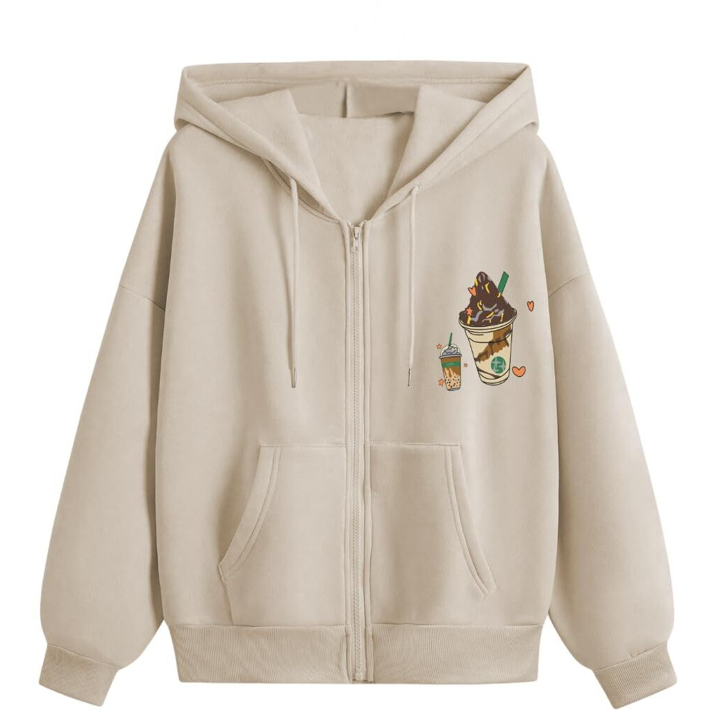 TAGAS Women's Cotton Blend Seasonal Basic Hooded Regular Fit Sweatshirt (Beige, Small)