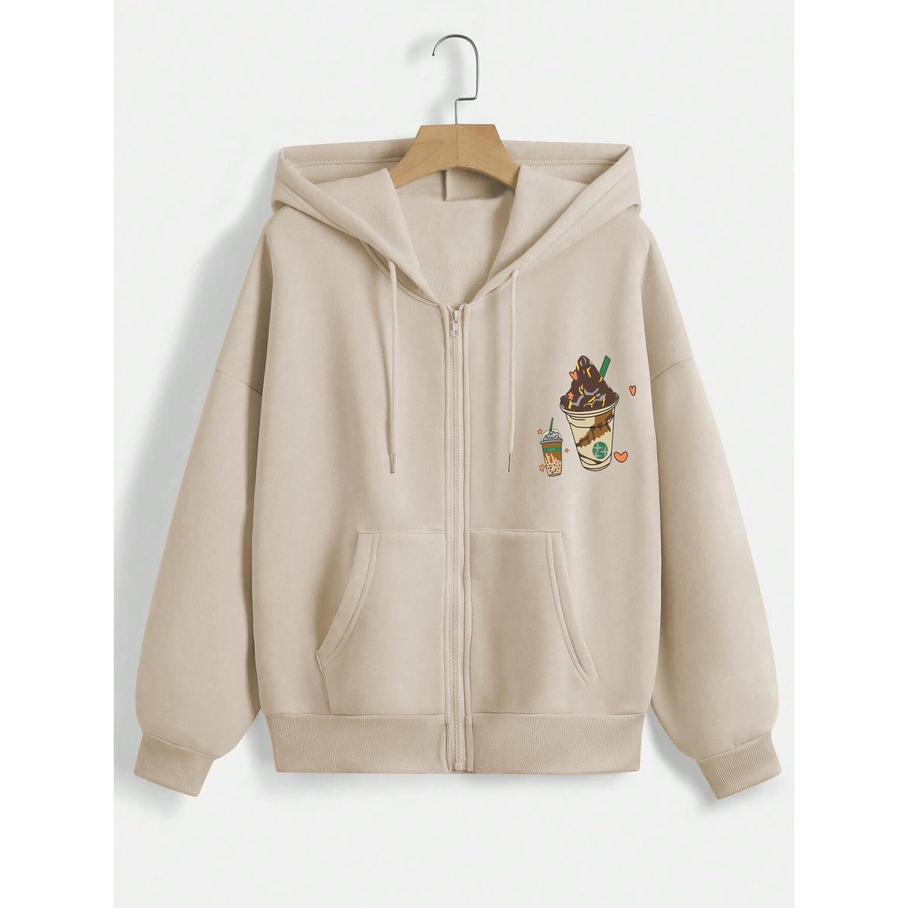 TAGAS Women's Cotton Blend Seasonal Basic Hooded Regular Fit Sweatshirt (Beige, Small)