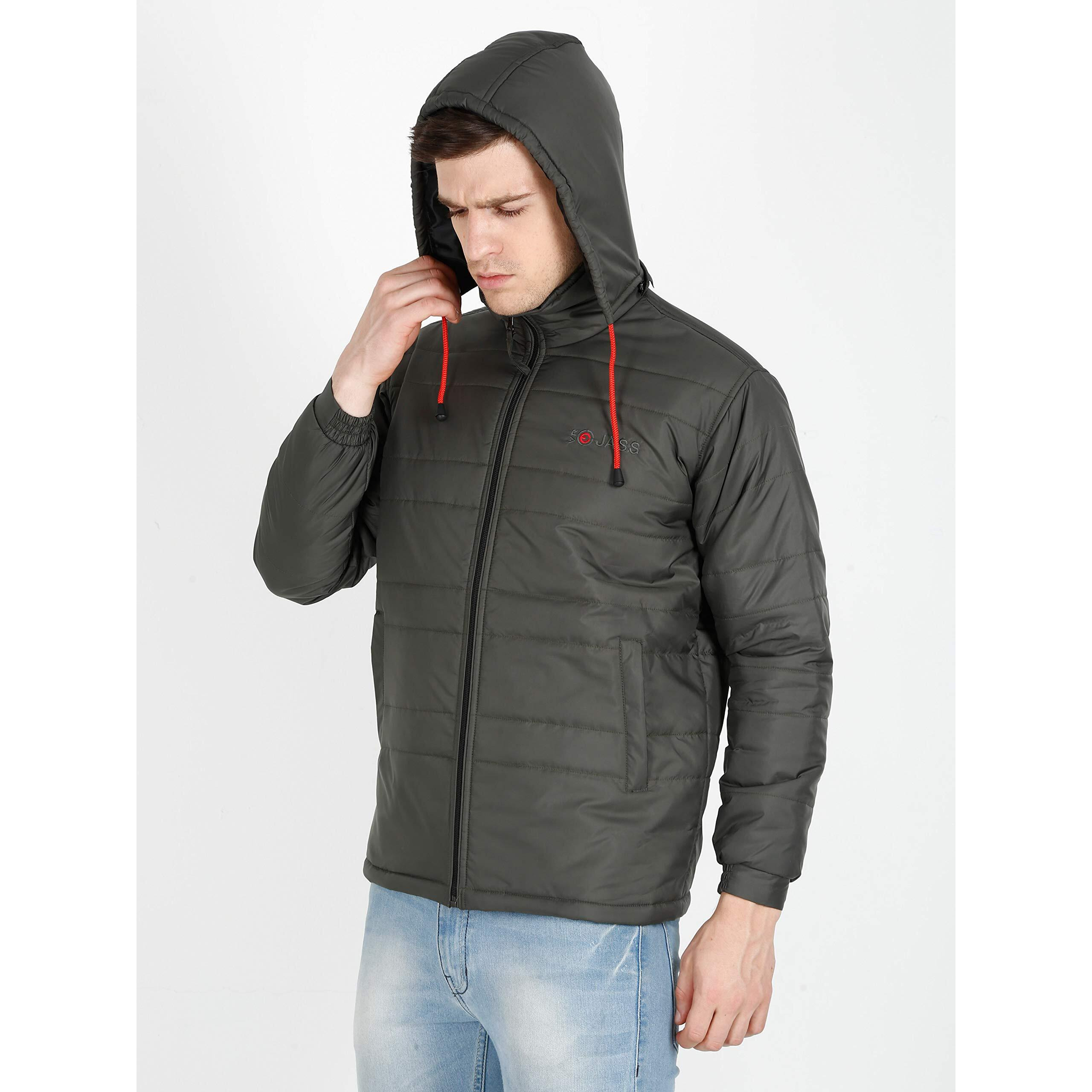 VROJASS Full Sleeve Solid Men's Bomper Jacket (L, Olive Green)(VROBJF-OL-L)