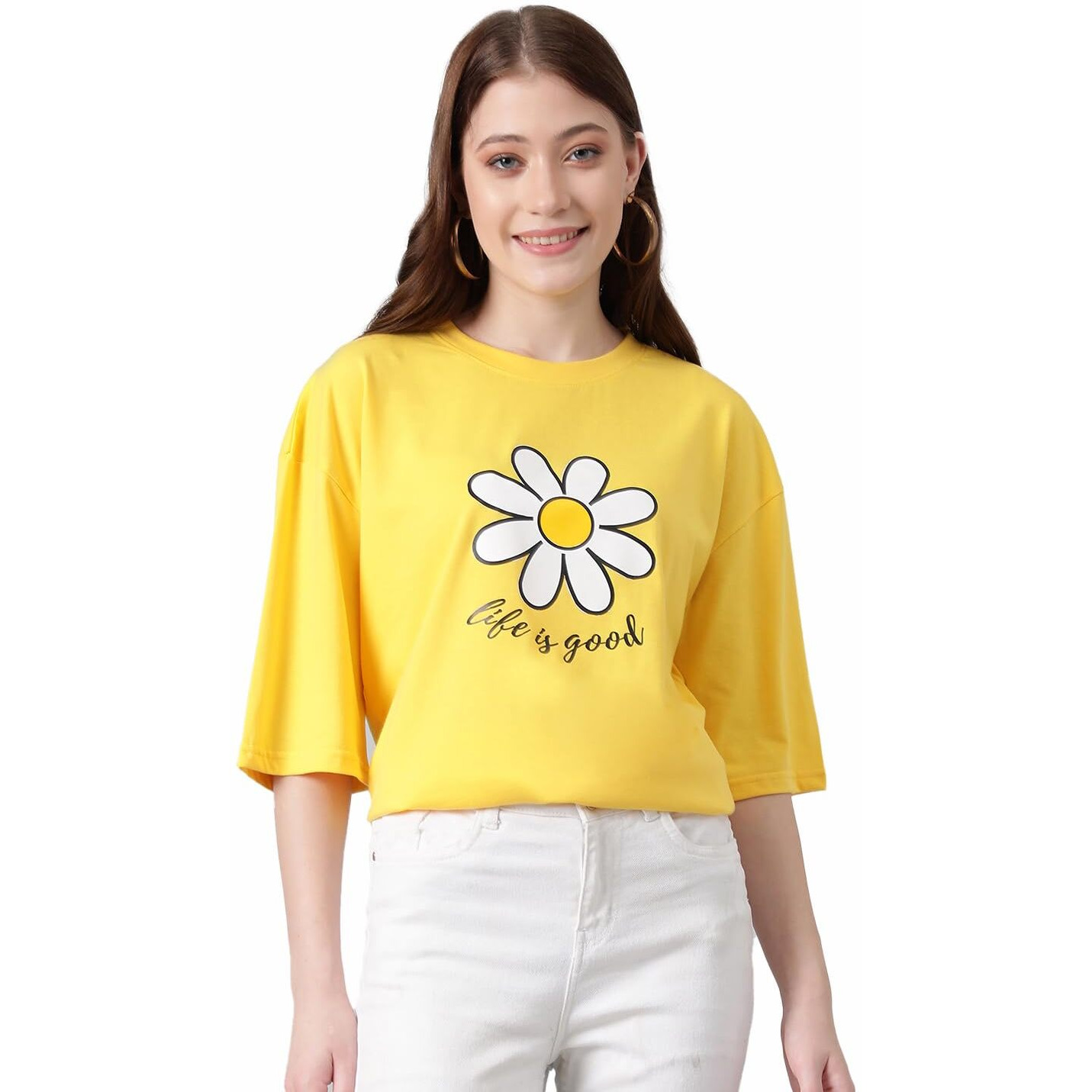 KOTTY Women's Cotton Blend Printed Oversized T-Shirts