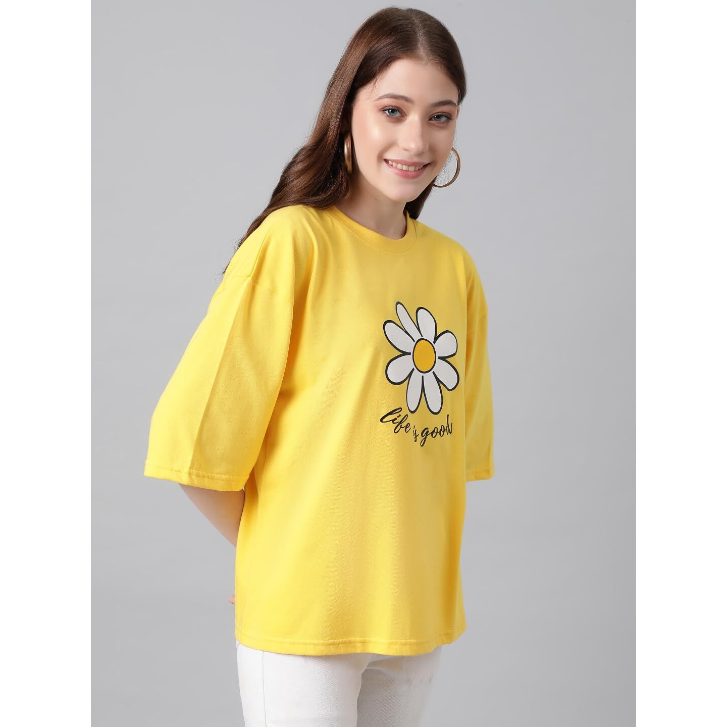 KOTTY Women's Cotton Blend Printed Oversized T-Shirts