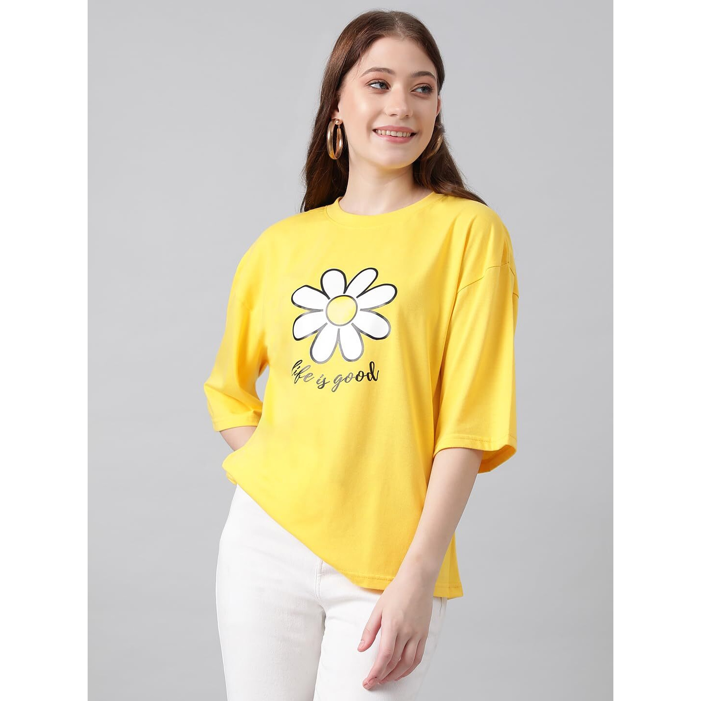 KOTTY Women's Cotton Blend Printed Oversized T-Shirts