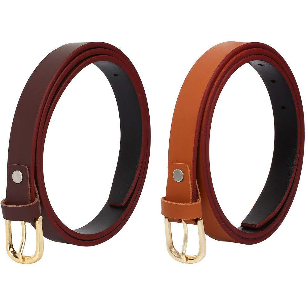 SIDEWOK Combo of Plain Casual Sleek Belts For Women/Girls (Brown & Tan)(SDWK-GLBL-07-08)