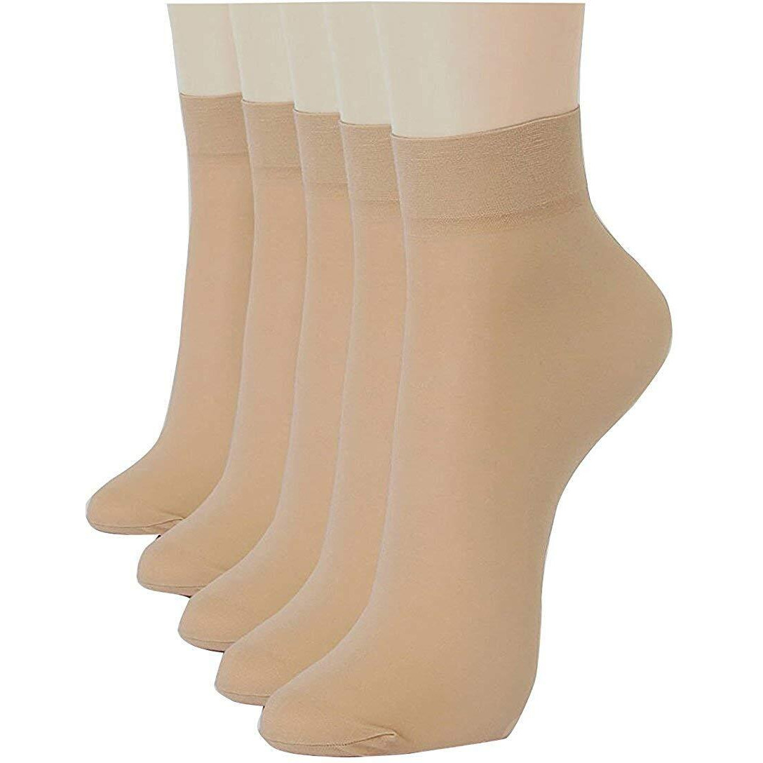 DIGITAL SHOPEE Women's Ultra-Thin Nylon Summer Skin Ankle Length Socks Pack of 5 Free Size