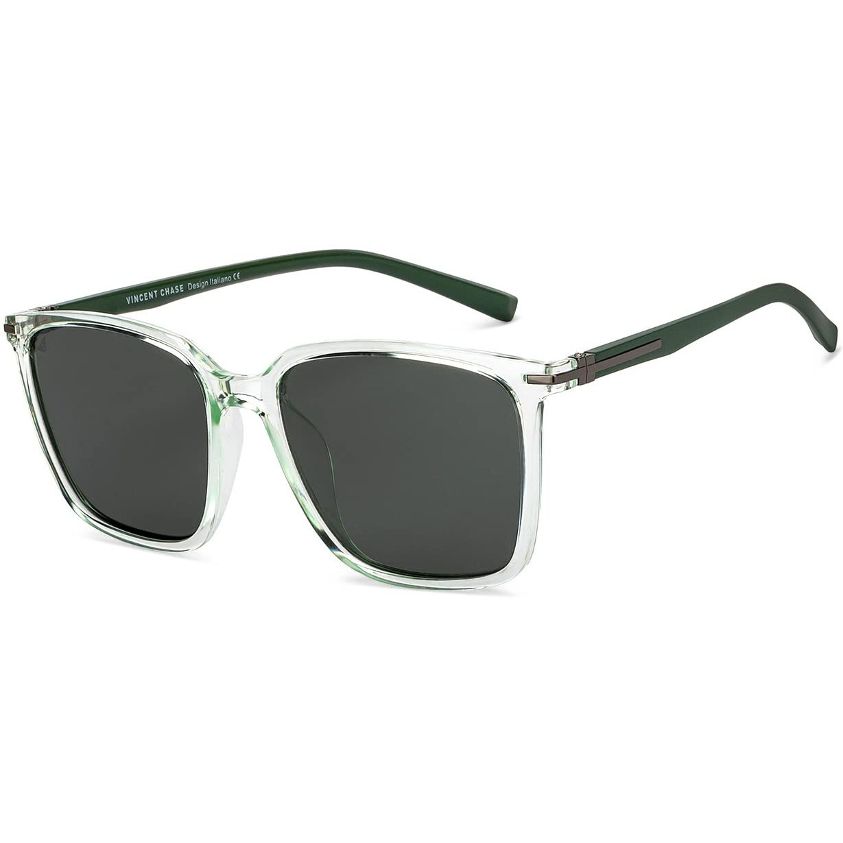 VINCENT CHASE EYEWEAR By Lenskart | Full Rim Square Branded Latest And Stylish Sunglasses | Polarization And 100% Uv Protected | Men & Women | Large | Vc S14459, Transparent