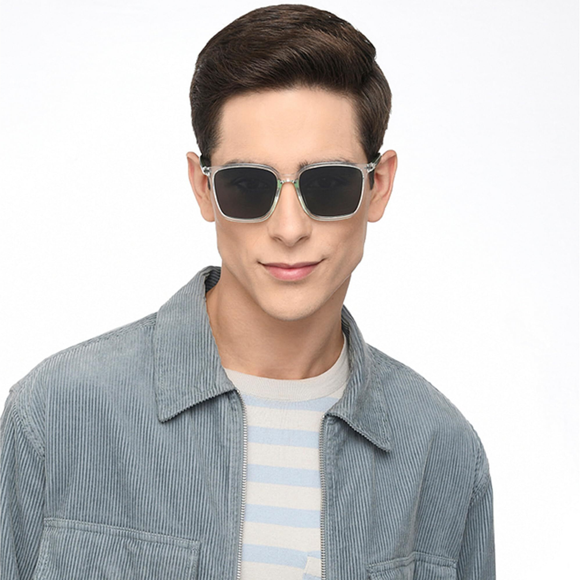 VINCENT CHASE EYEWEAR By Lenskart | Full Rim Square Branded Latest And Stylish Sunglasses | Polarization And 100% Uv Protected | Men & Women | Large | Vc S14459, Transparent