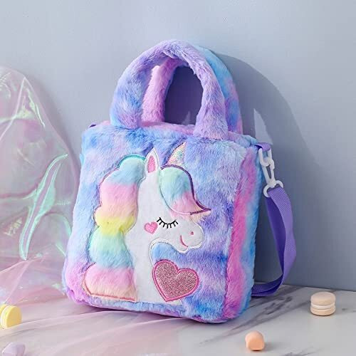ADISA Unicorn Toddler Bag Princess Cute Crossbody School Bags Gift for Girls (Purple)