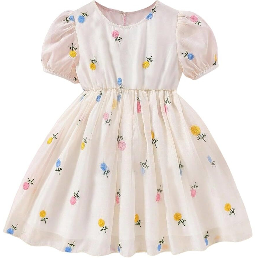 TAGAS Baby-Girl's Georgette A-Line Knee-Length Dress (KD-399-OF White-5_Off 6 Years)