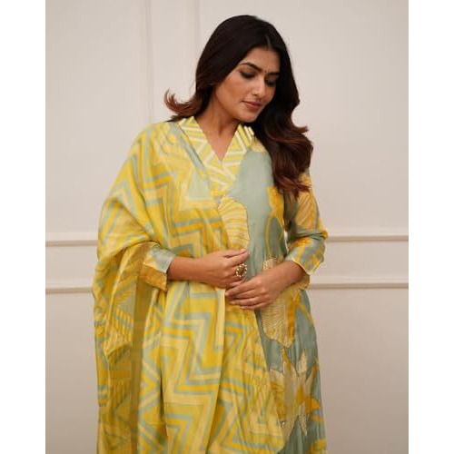 FABNEX kurta set for women | Women Kurta | Women Kurta Sets Kurtis | Women Kurta Pant Set | Women Kurta Pant Set Women Kurti Set with Pant (K-50-Musterd-XL)