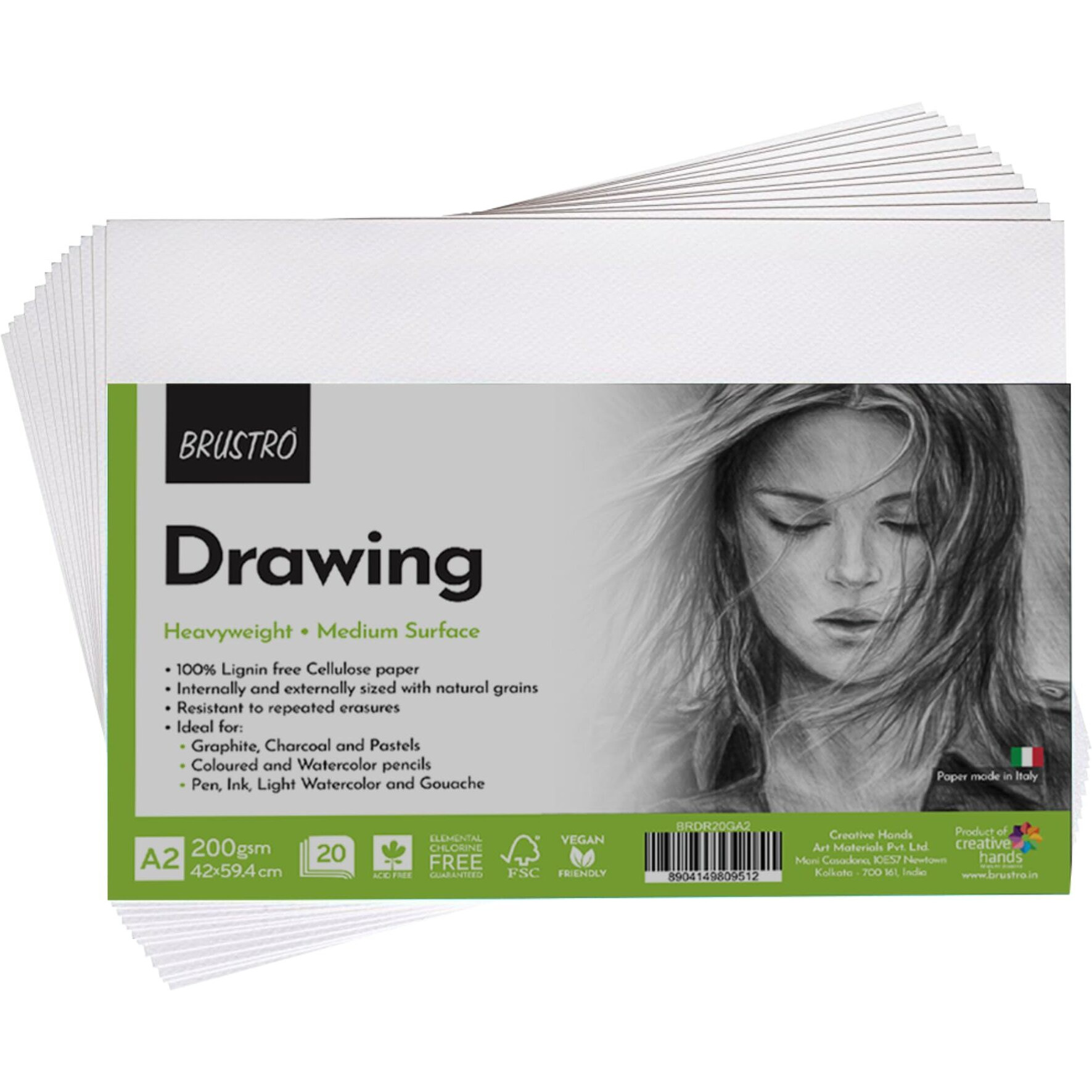 Brustro Artists Drawing Paper 200 GSM A2 Size, 20 Sheets