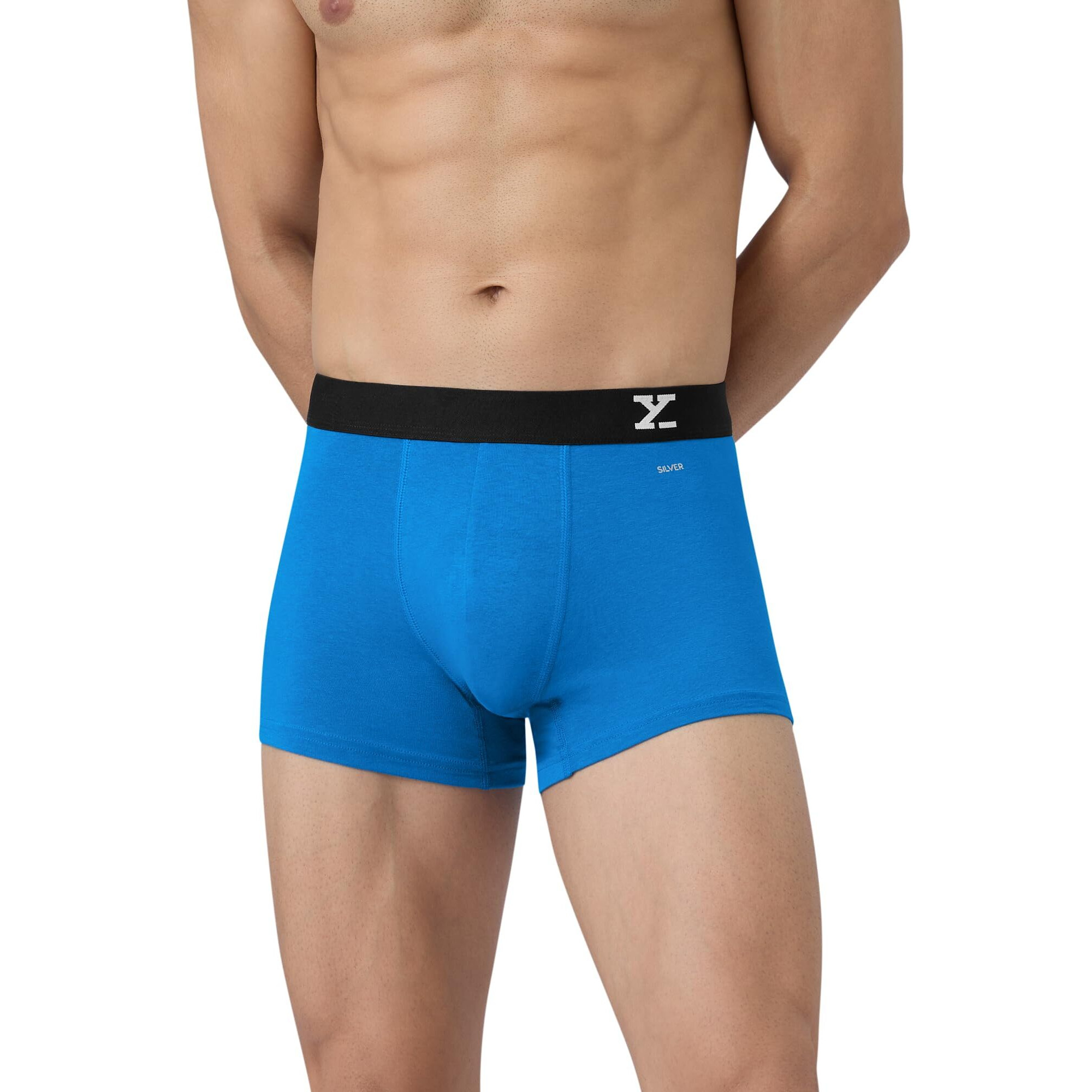 XYXX Cotton Relaxed Solid (Pack of 3) (Aero Trunks for Men Combo_Legion Brilliant Blue+Frost Grey_M)