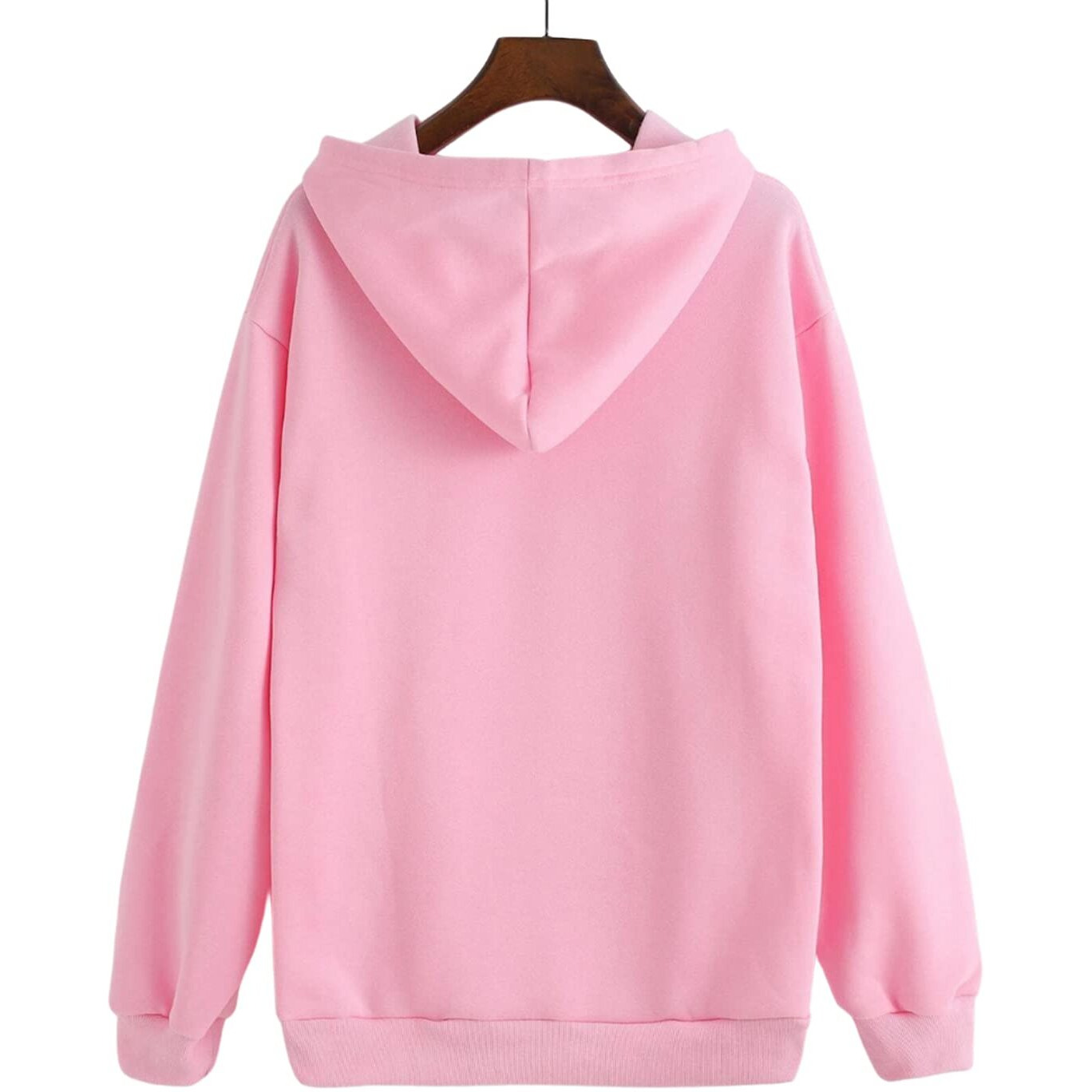 JUNEBERRY Cotton Hooded Sweatshirt for Women/Girls Pink(Pink, X-Large)
