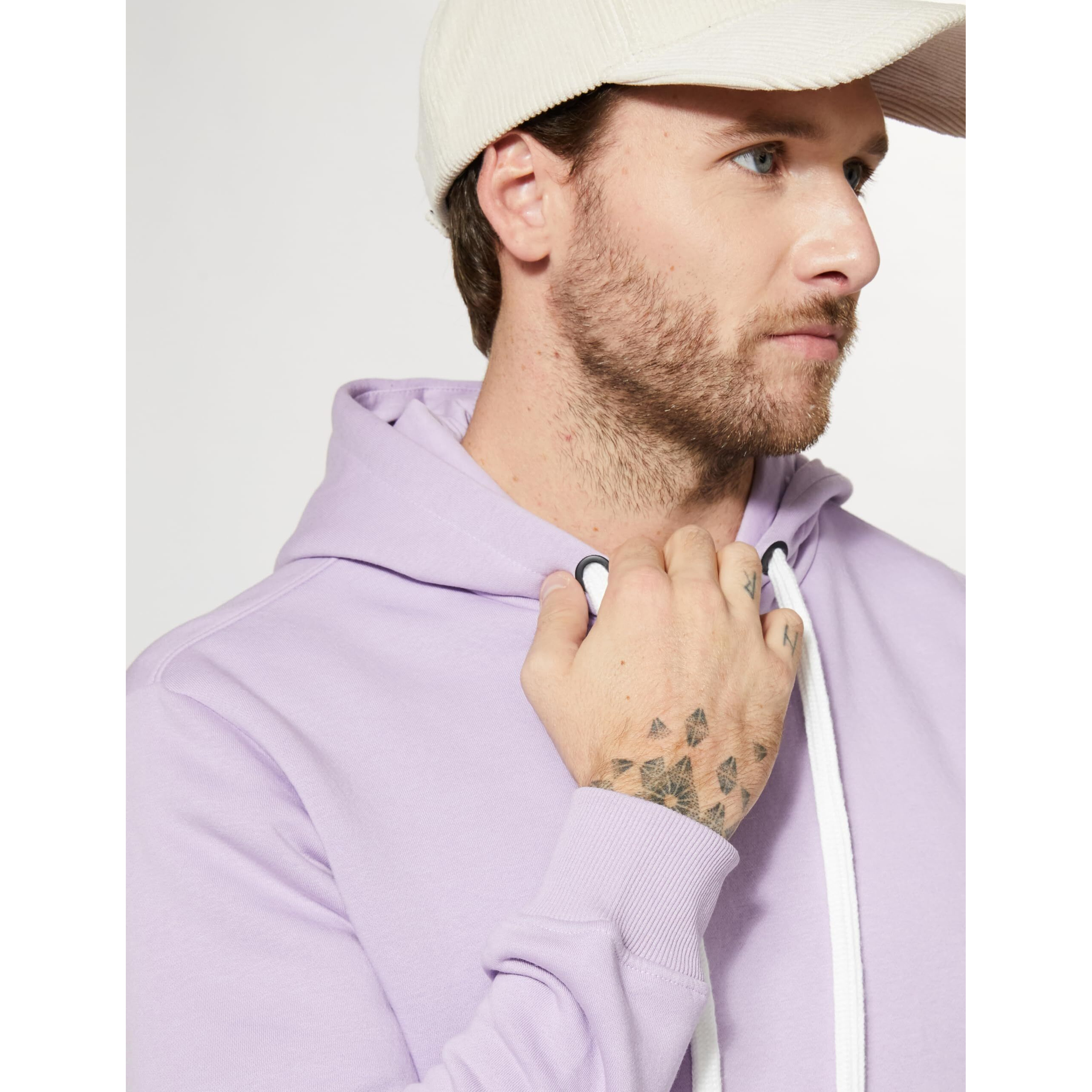 Amazon Brand - Symbol Men's Cotton Blend Neck Hooded Sweatshirt (AW18MNSSW02_Digital Lavender_L)